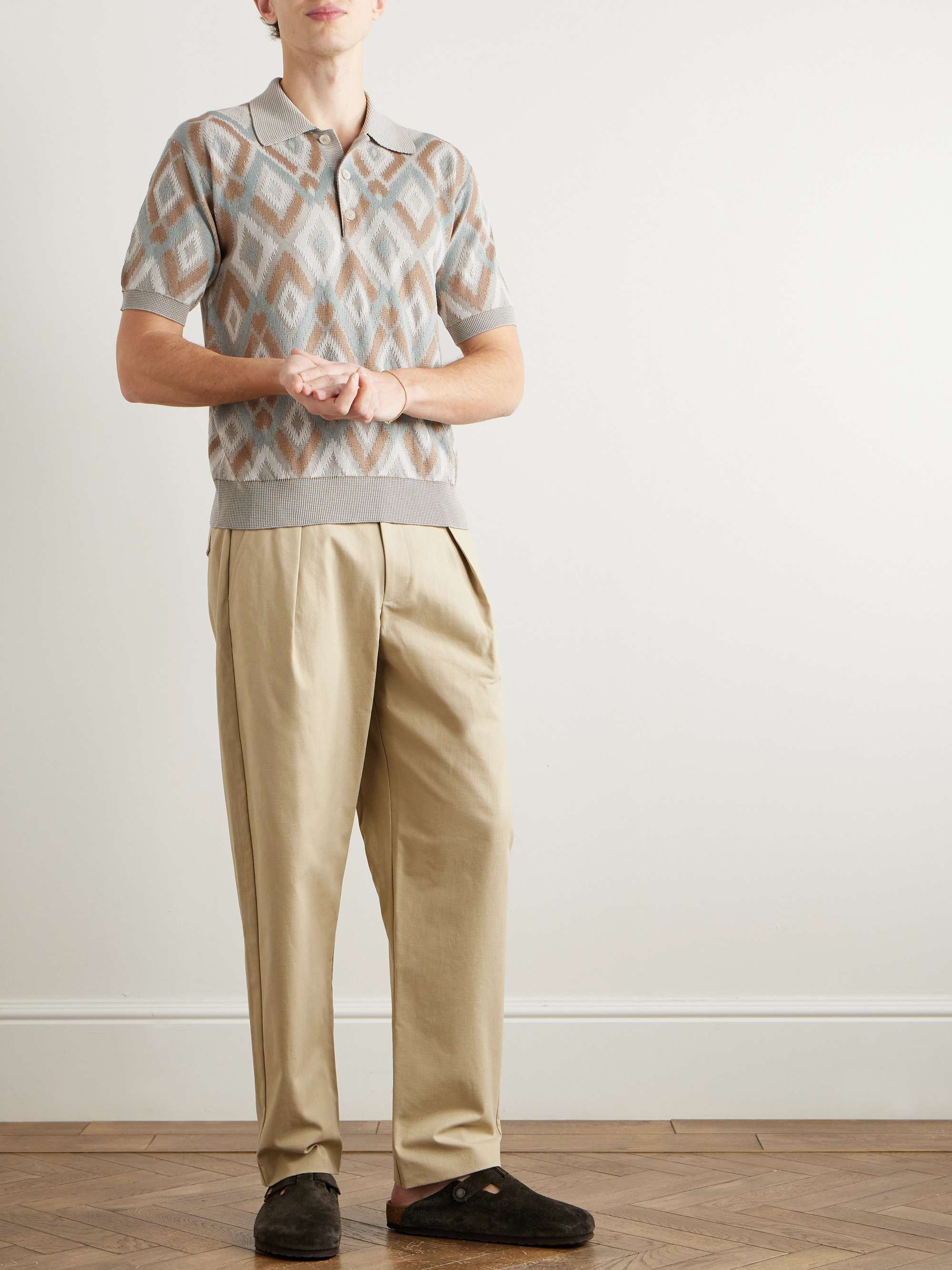 Slim-Fit Silk and Cotton-Blend Polo Shirt view