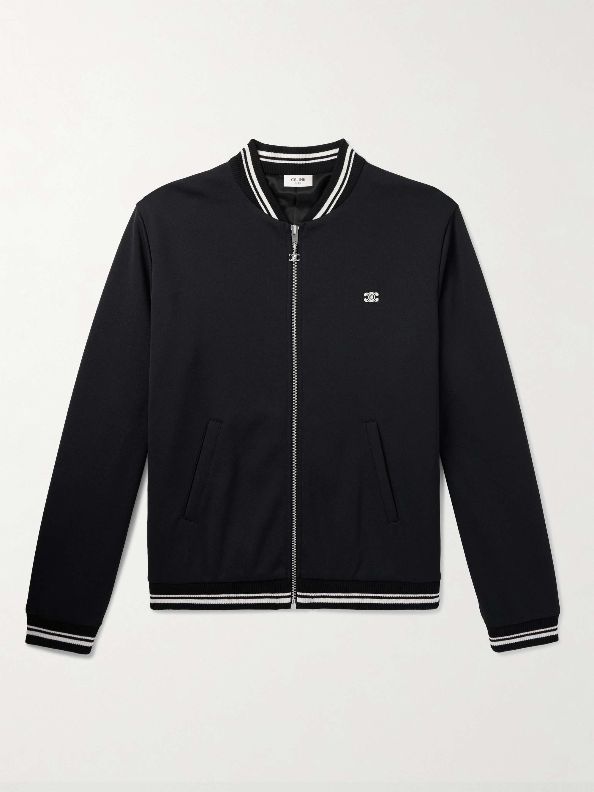 Teddy Slim-Fit Logo-Embroidered Jersey Jacket view