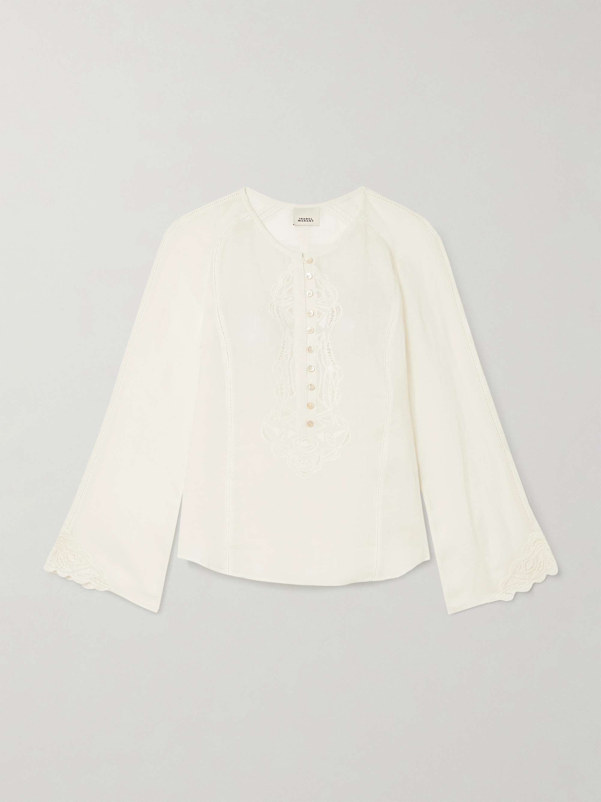 Luciele broderie anglaise-trimmed ramie blouse view