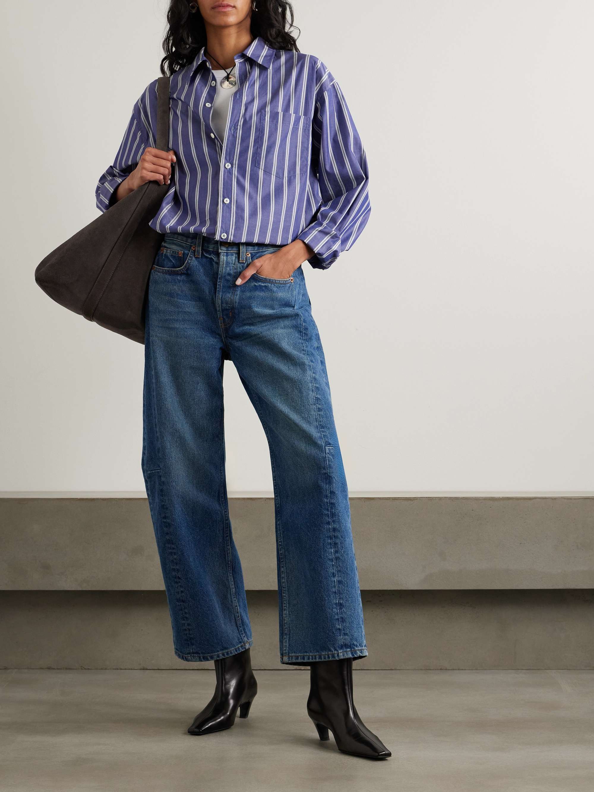 Lasso high-rise wide-leg jeans view