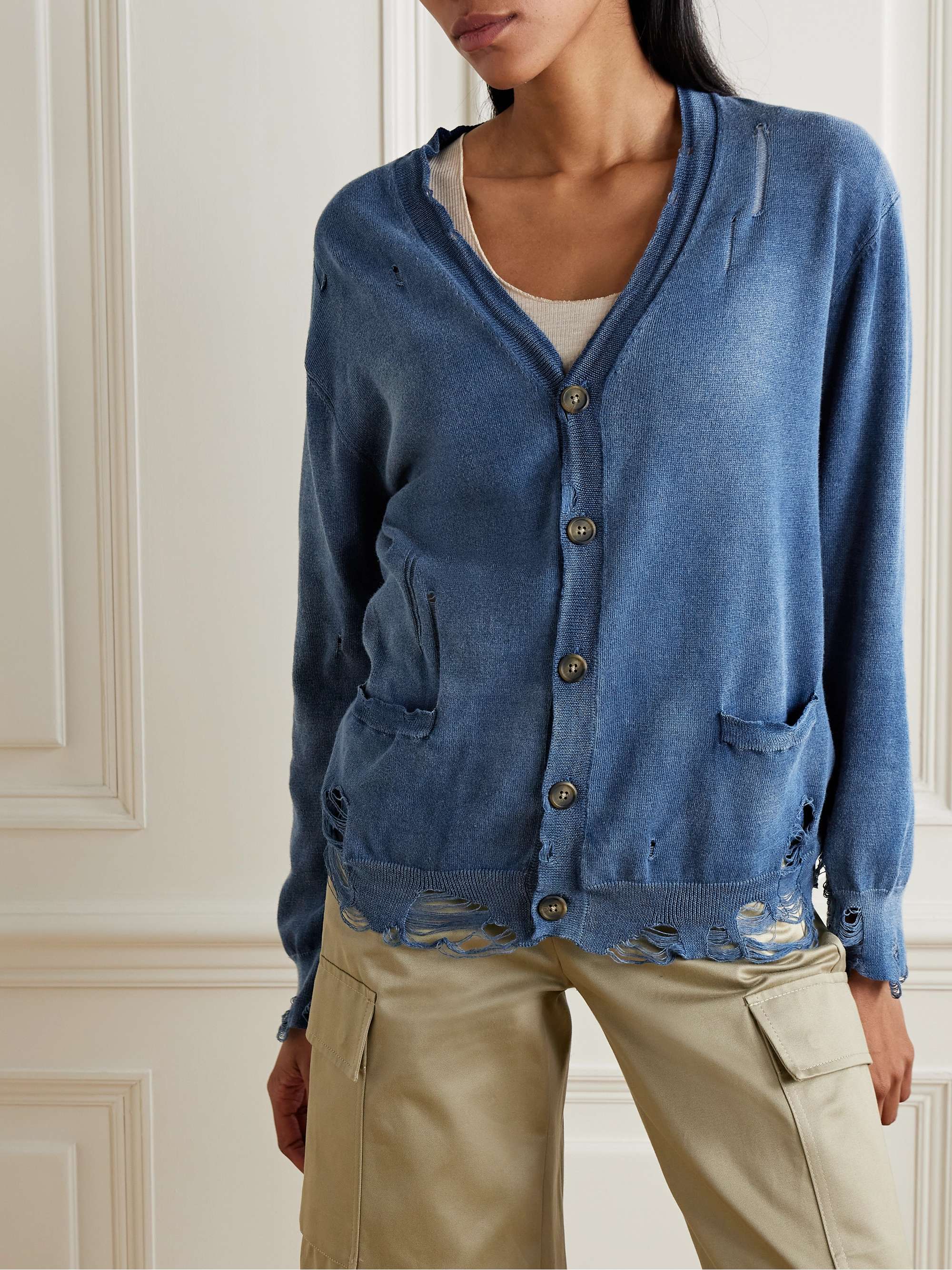 Distressed cotton cardigan view