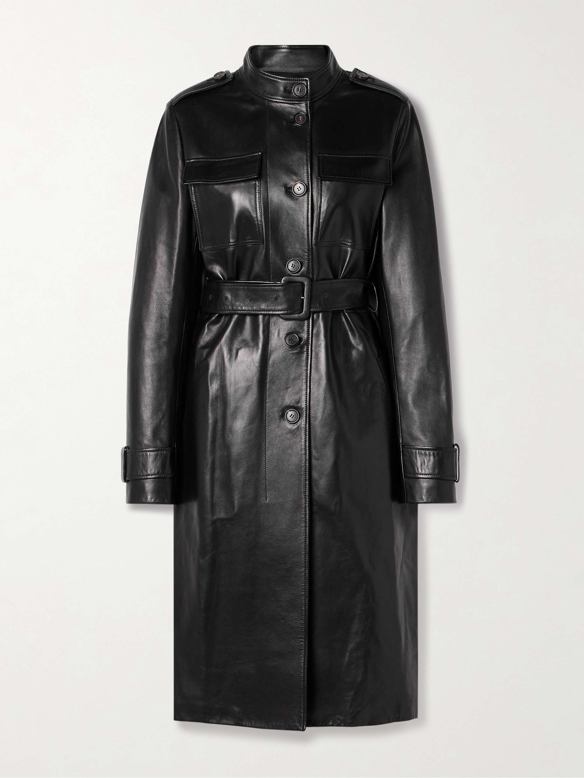 Celine belted leather trench coat view