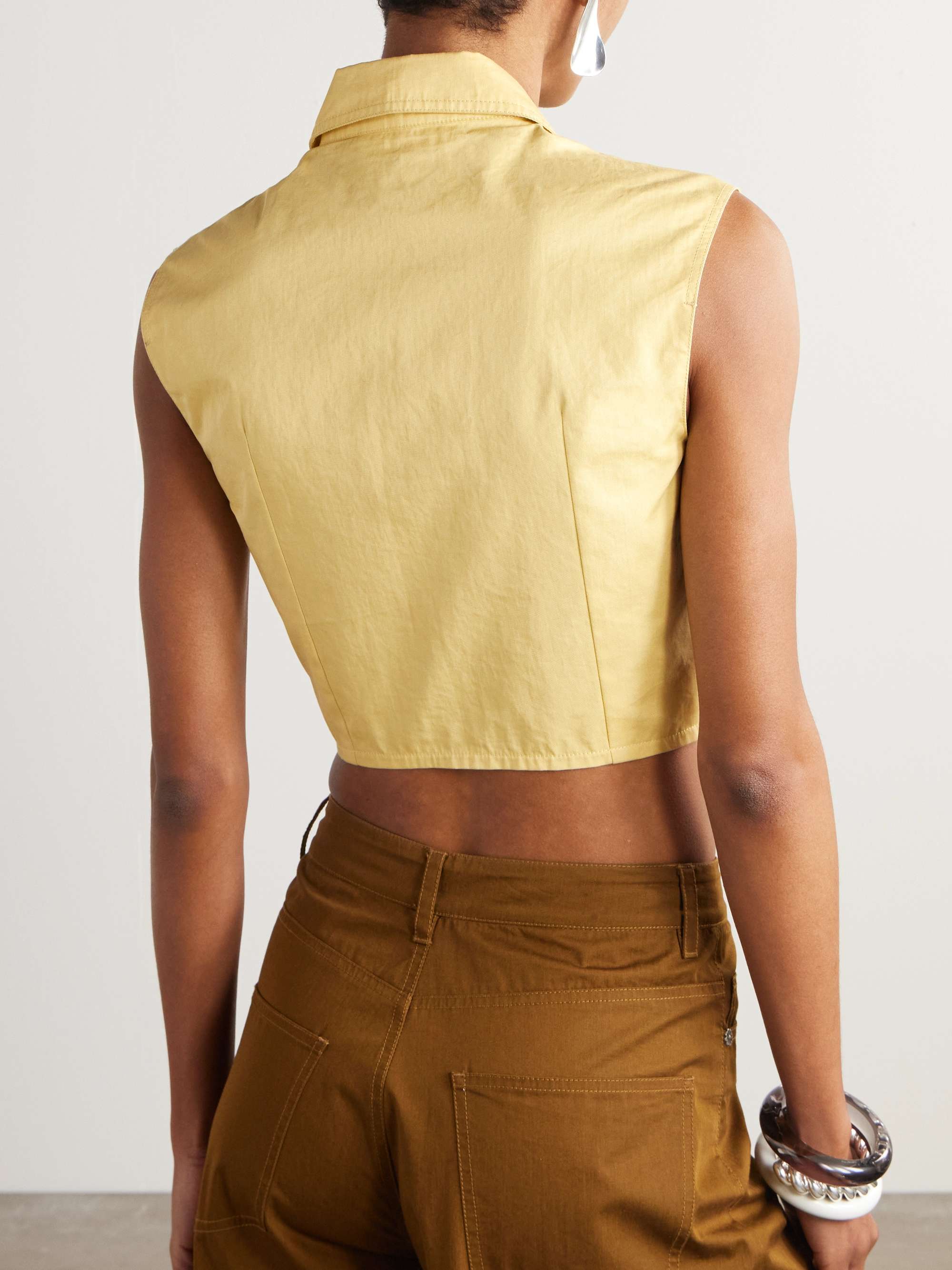 Caterina cropped cotton-twill top view