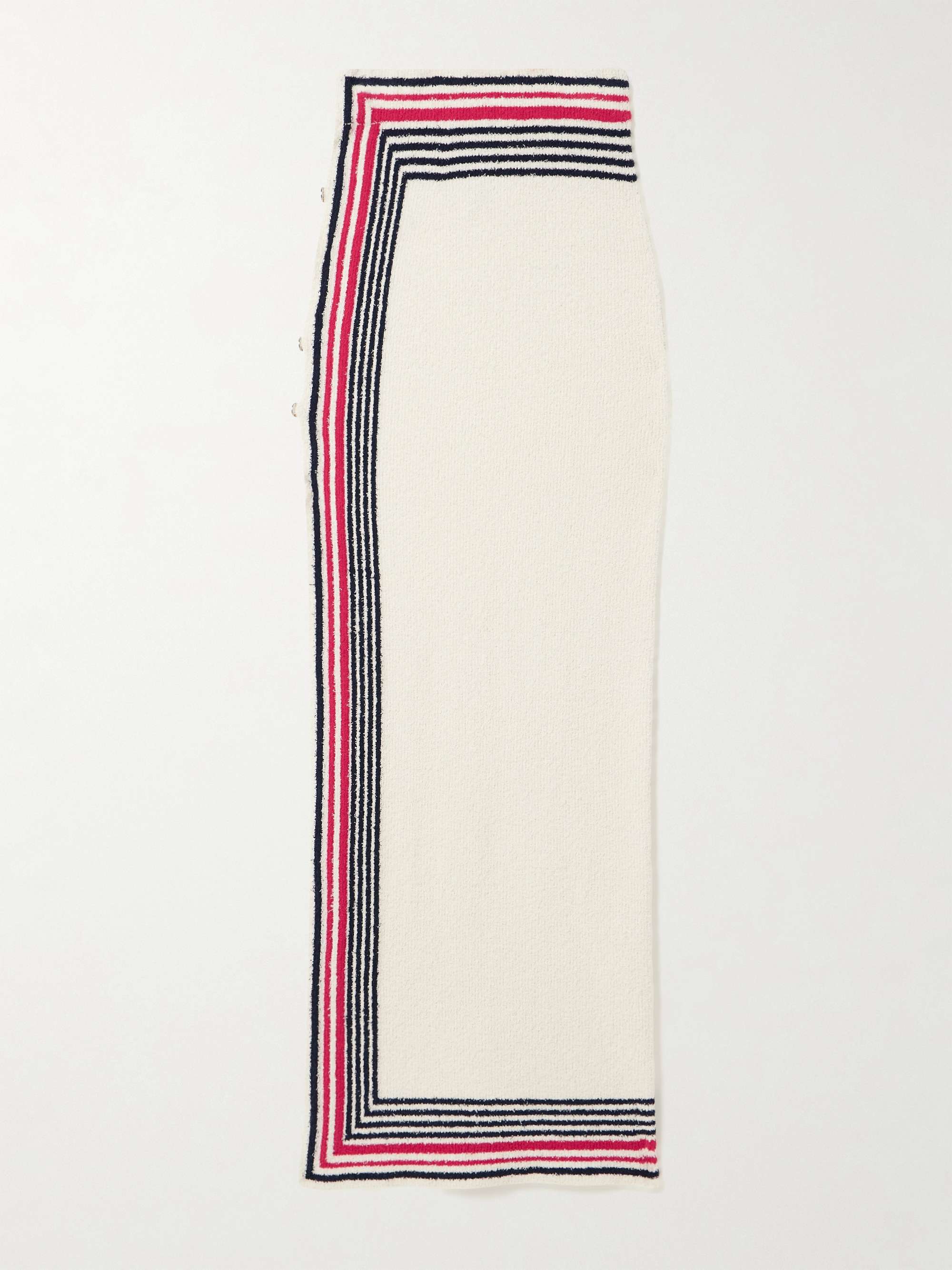 Button-embellished striped cotton-blend chenille midi skirt view