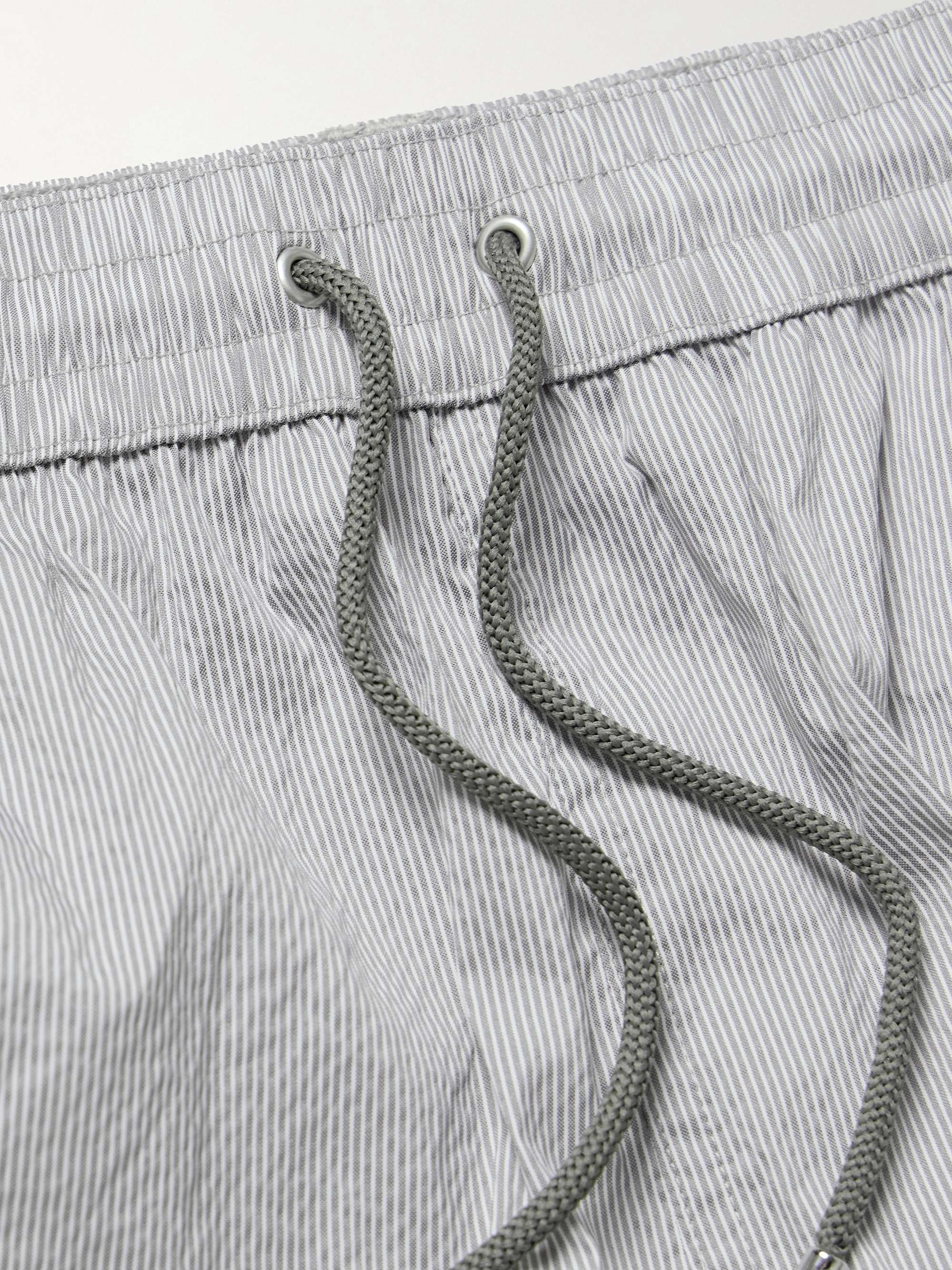 Straight-Leg Mid-Length Pinstriped Swim Shorts view
