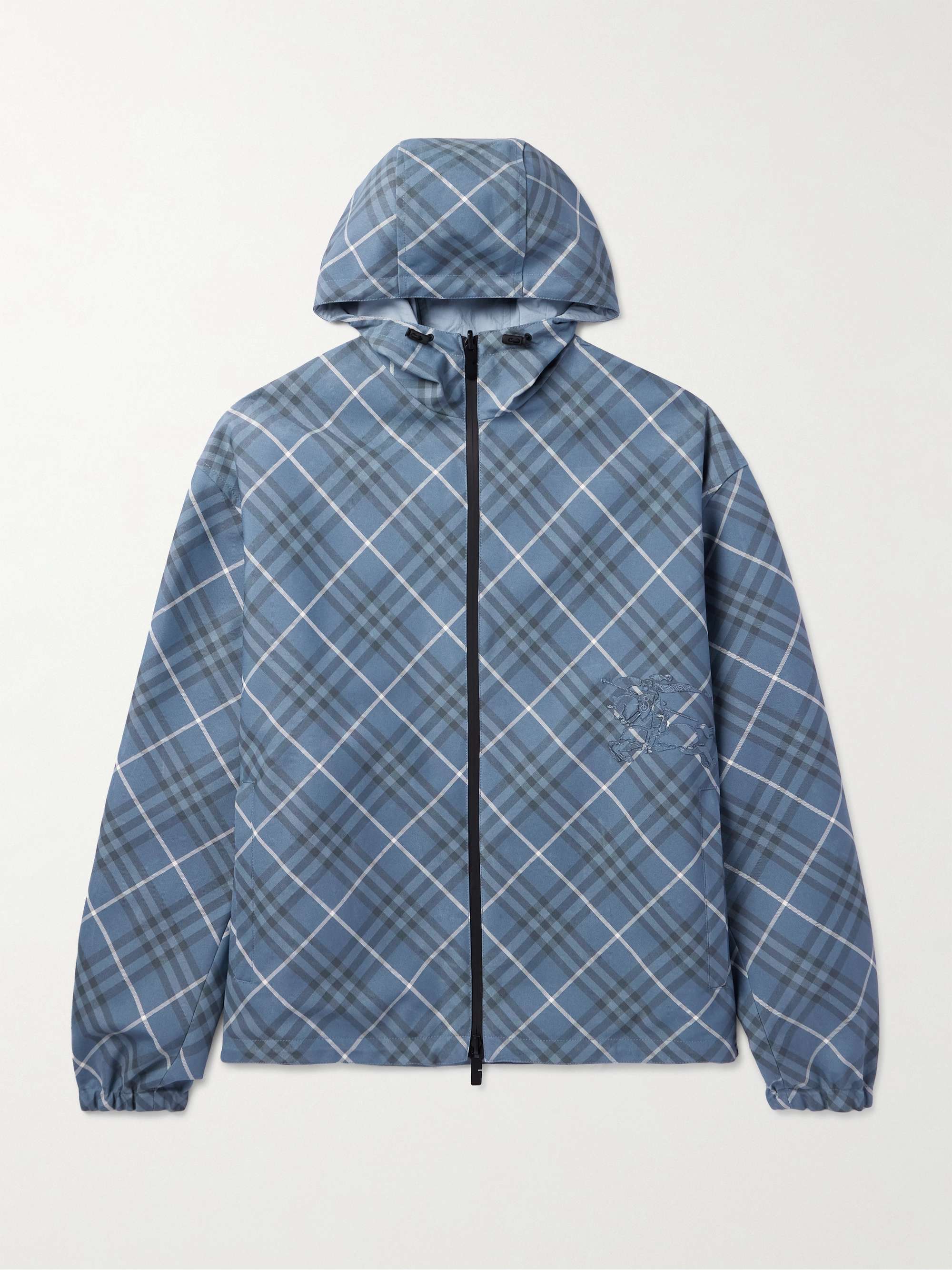Oversized Reversible Logo-Appliquéd Checked Gabardine and Nylon Hooded Jacket view