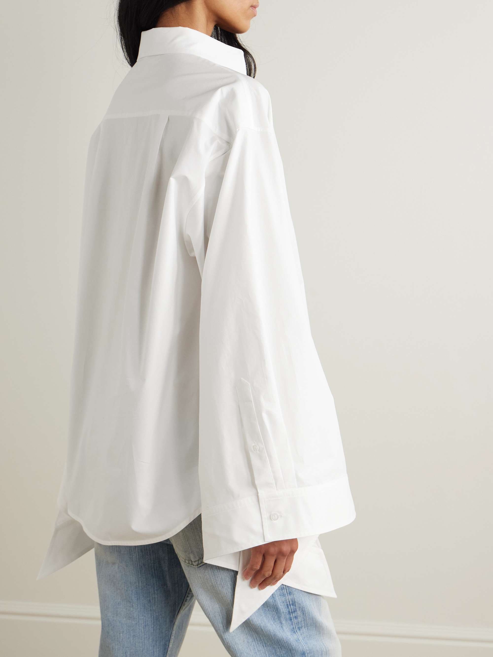 Oversized knotted cotton-poplin shirt view