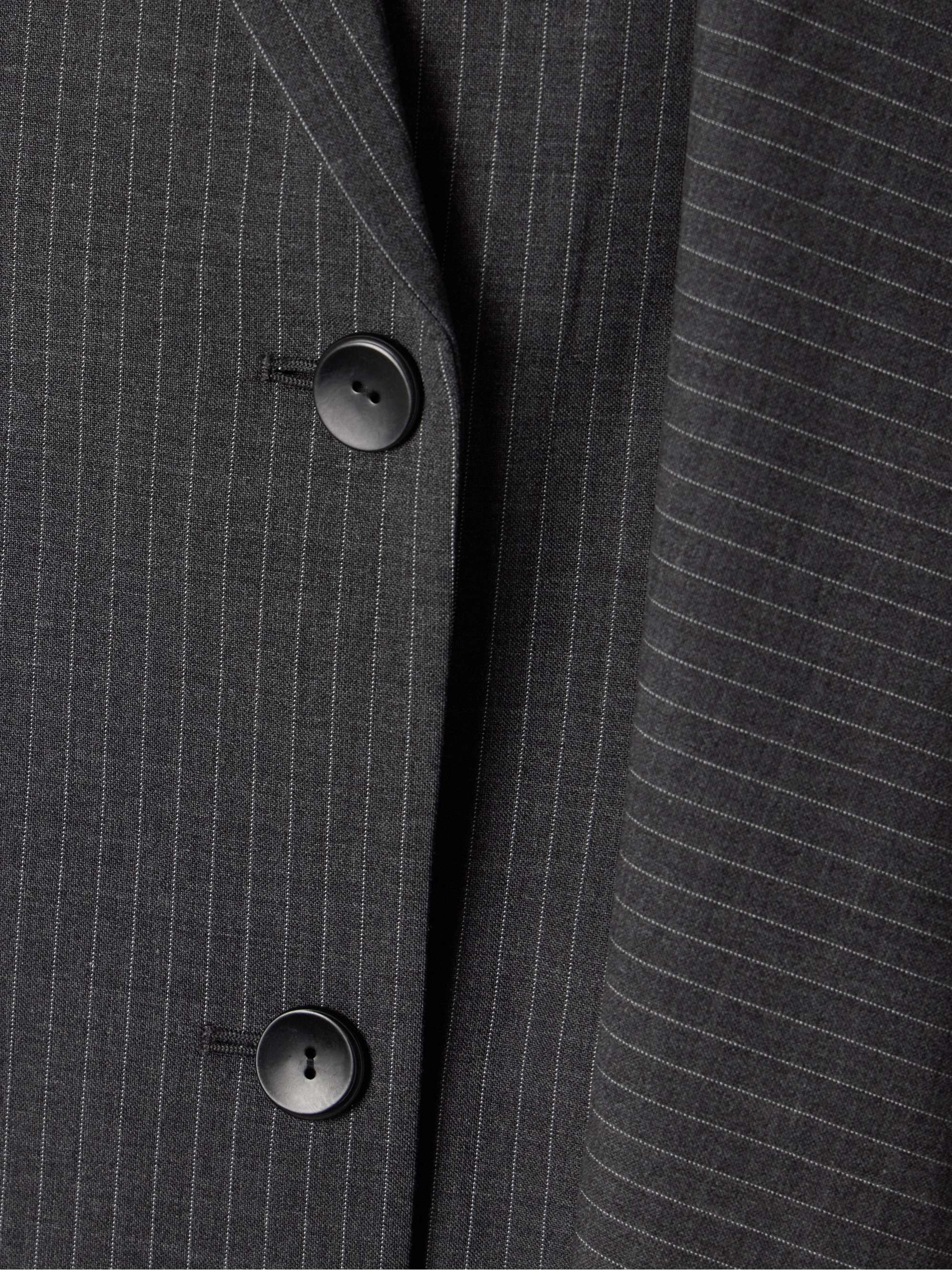 Double-breasted draped pinstriped wool-blend blazer view