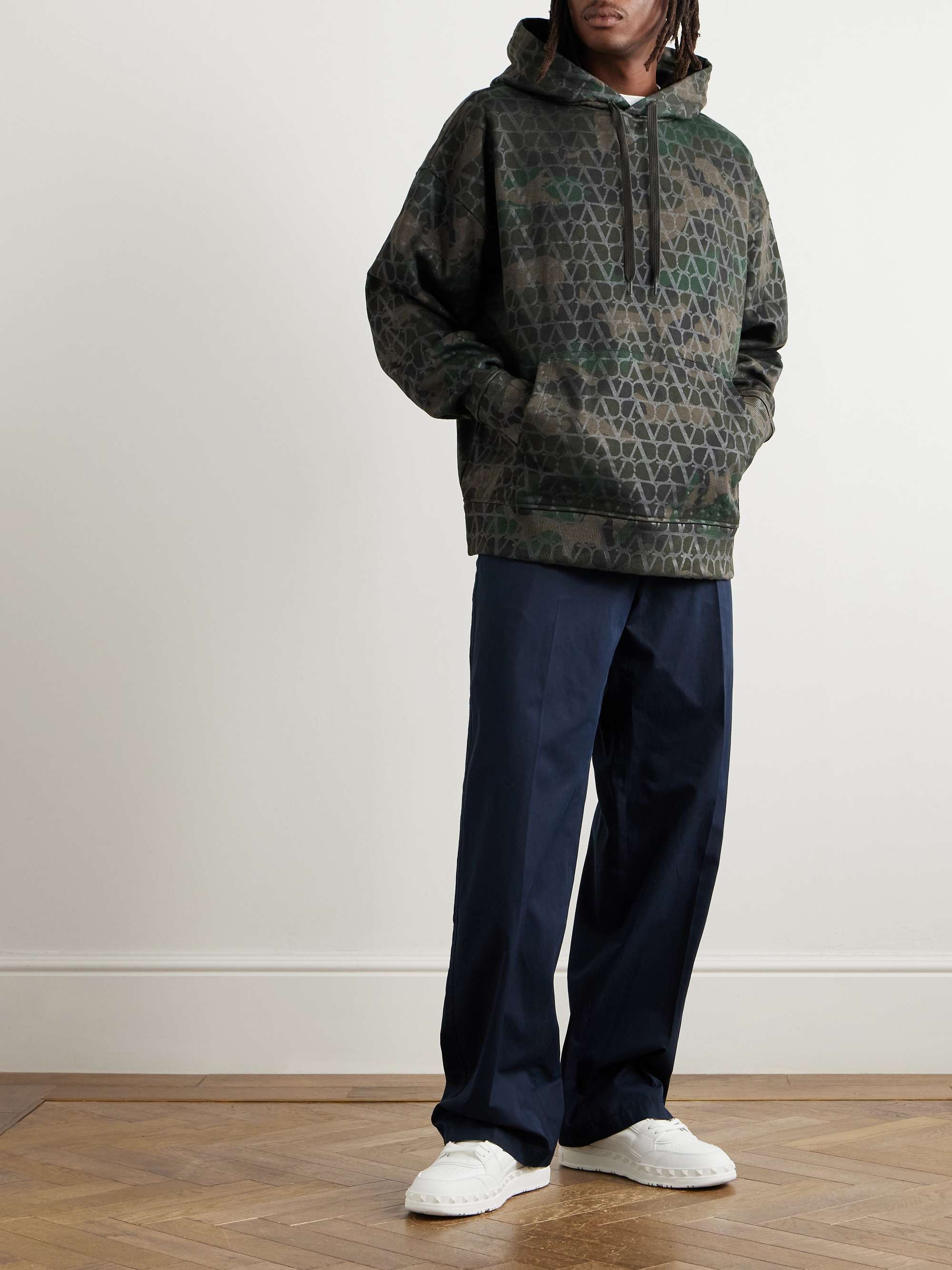 Camouflage-Print Cotton-Blend Jersey Hoodie view