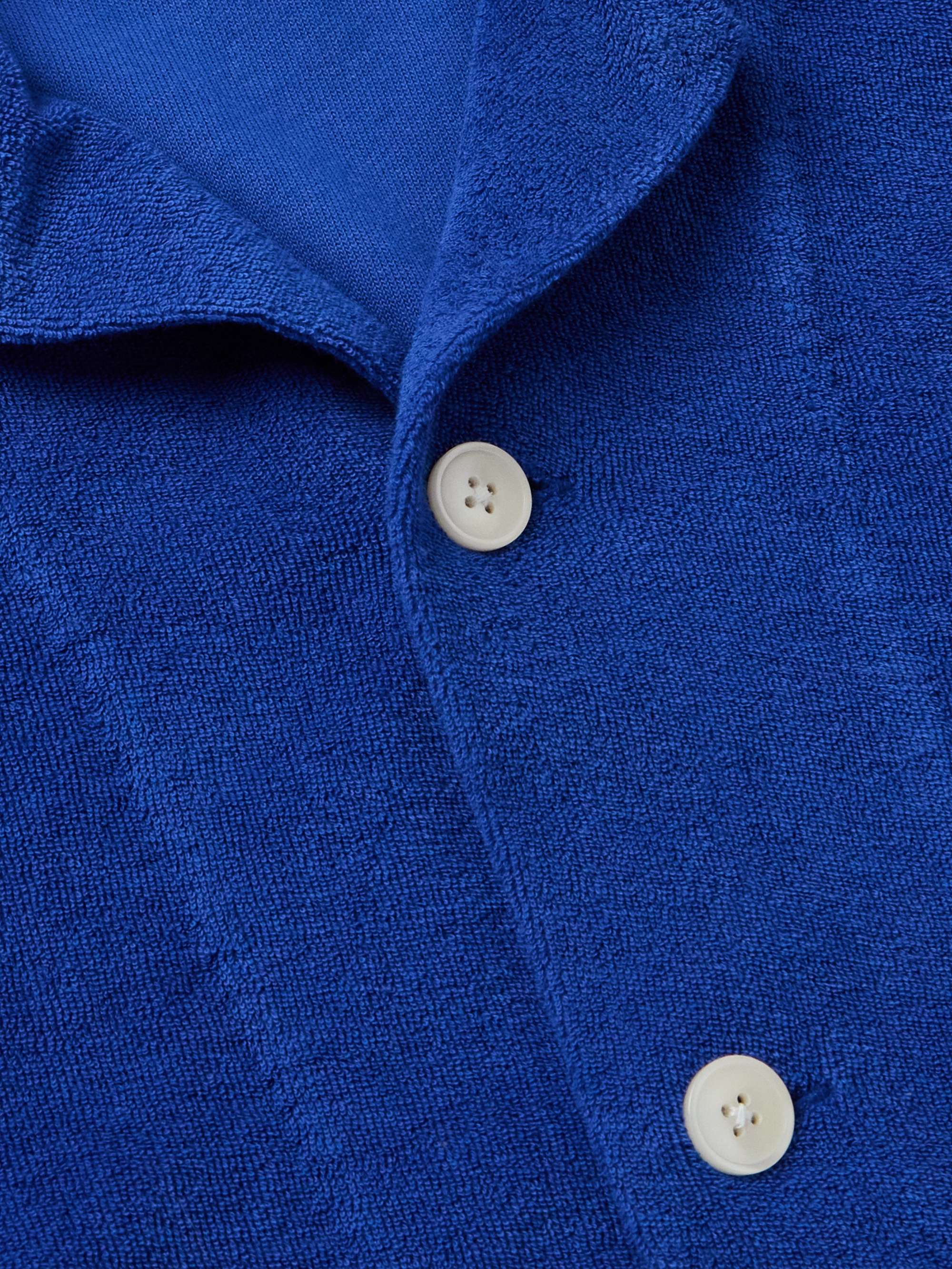 Camp-Collar Grosgrain-Trimmed Cotton-Terry Overshirt view