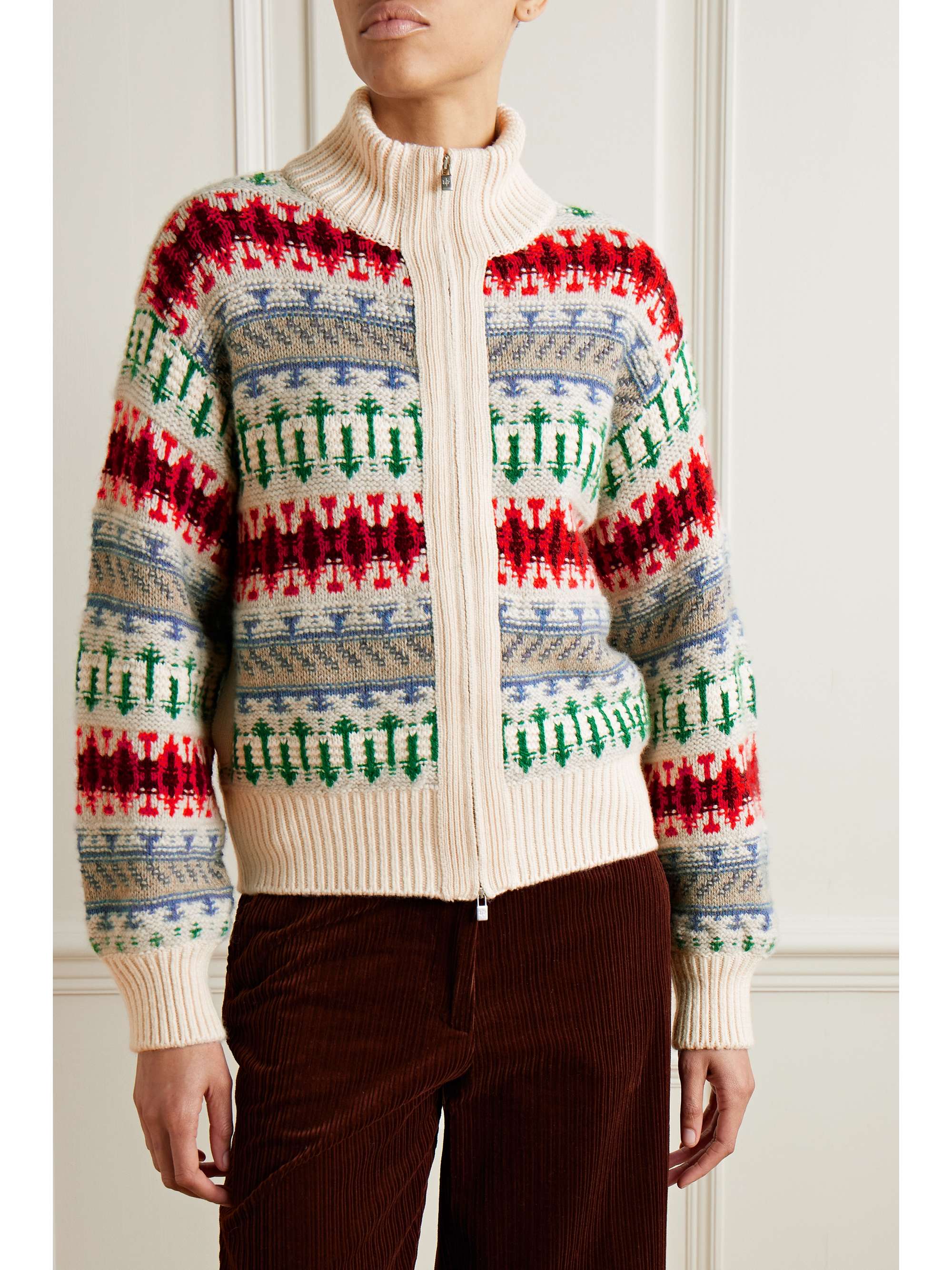 Holiday Noel jacquard-knit cashmere cardigan view
