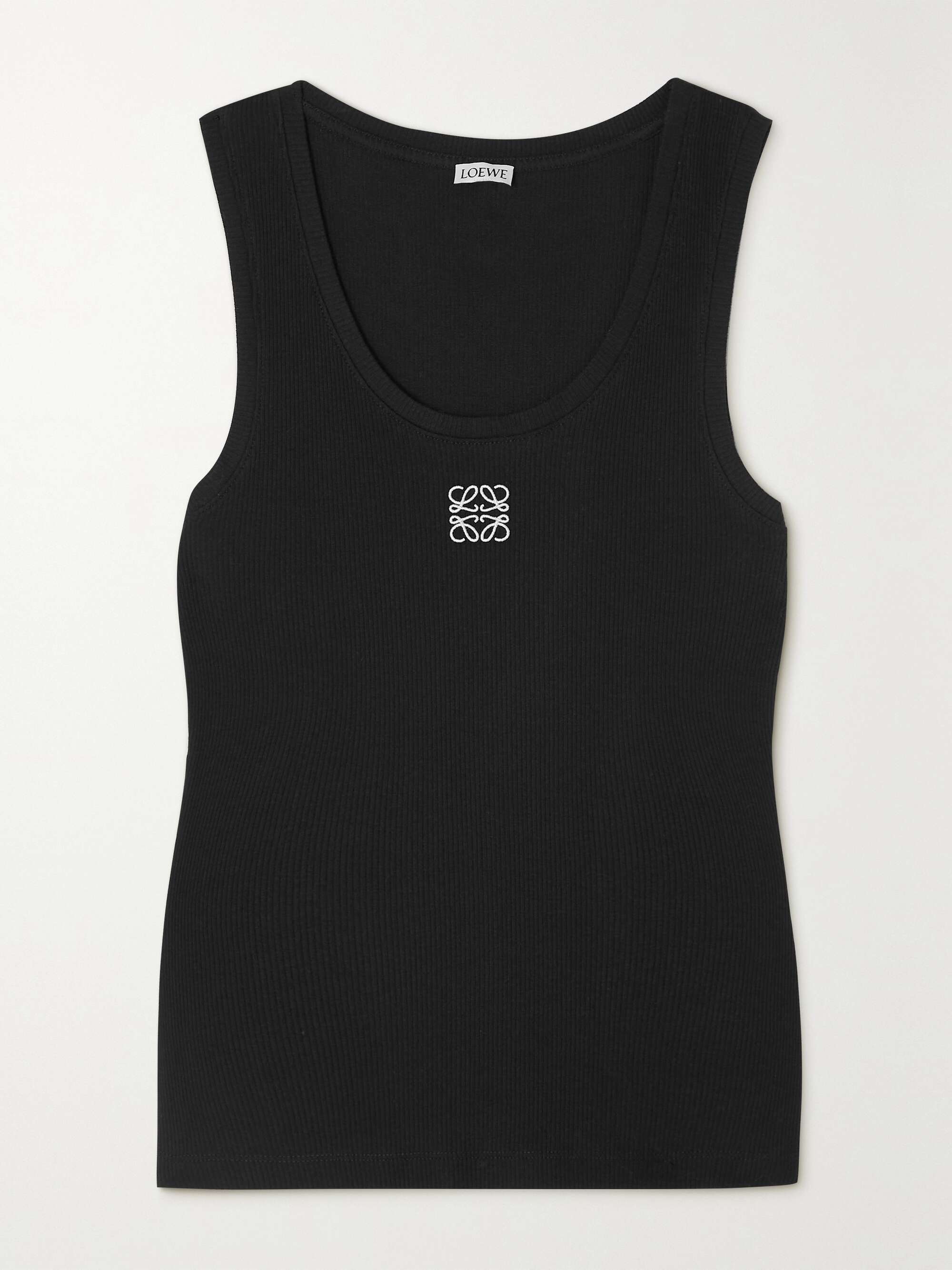 Embroidered ribbed stretch-cotton tank view