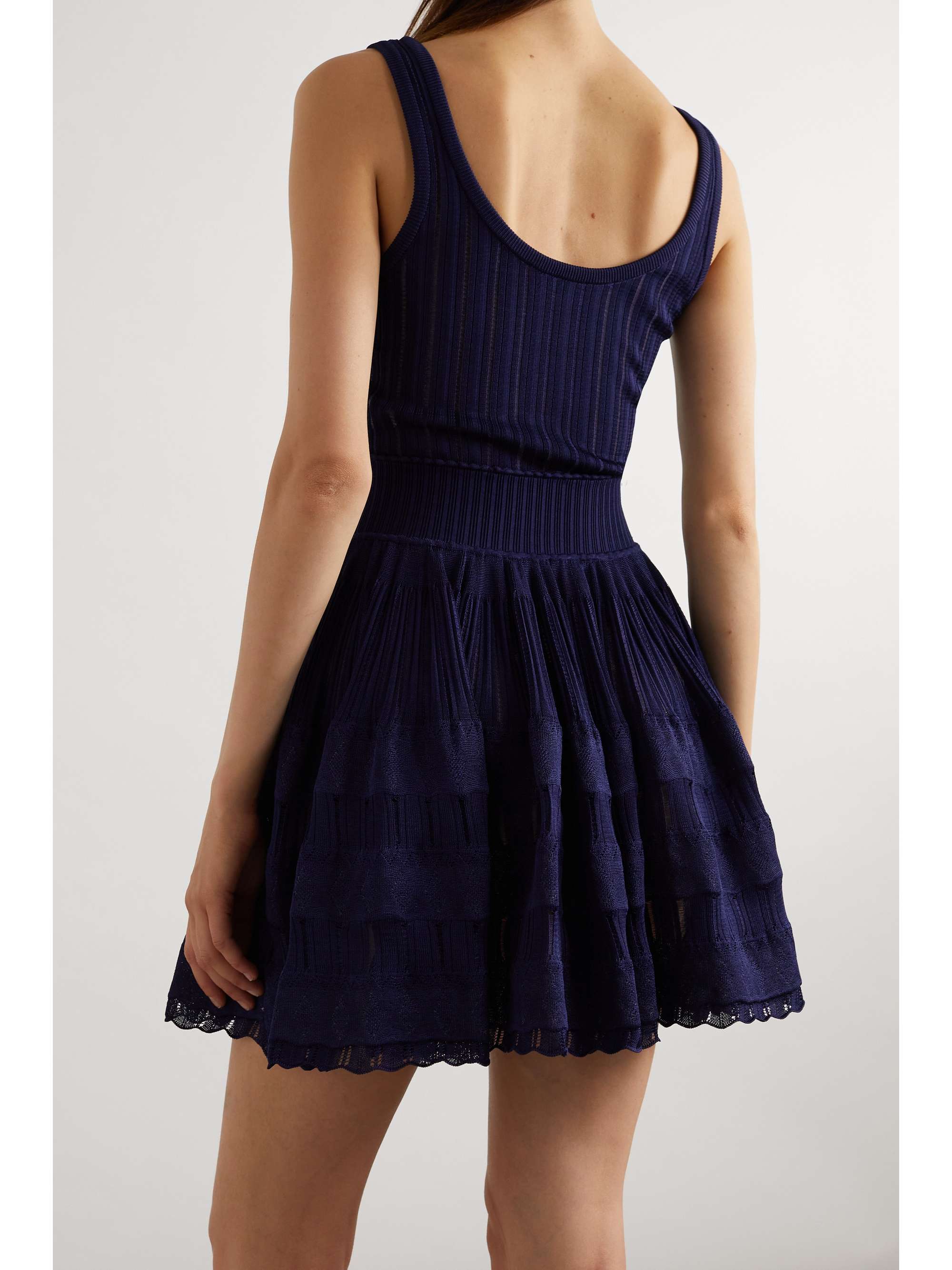 Archetypes ribbed pointelle-knit mini dress view