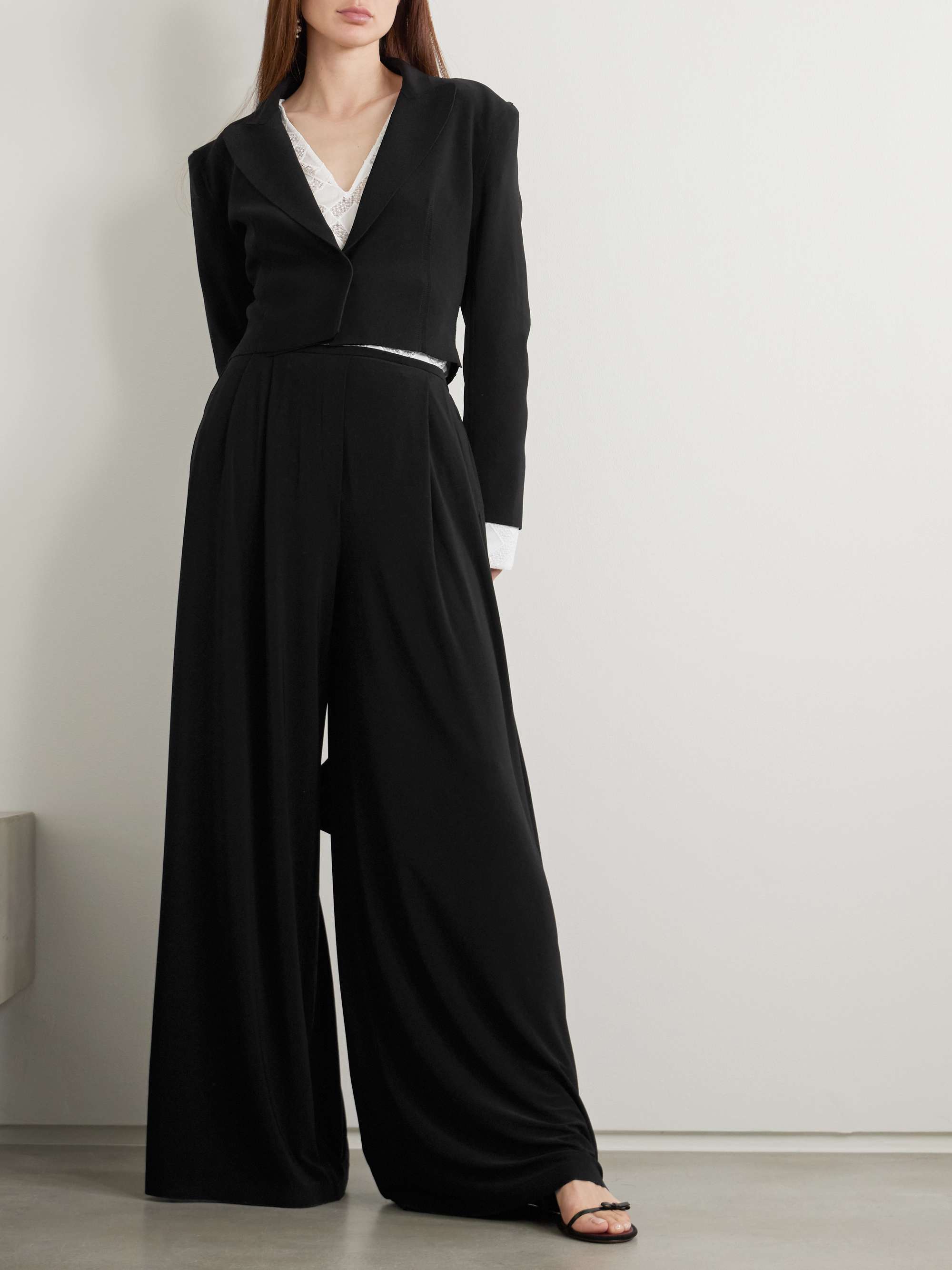 Pleated stretch-jersey wide-leg pants view