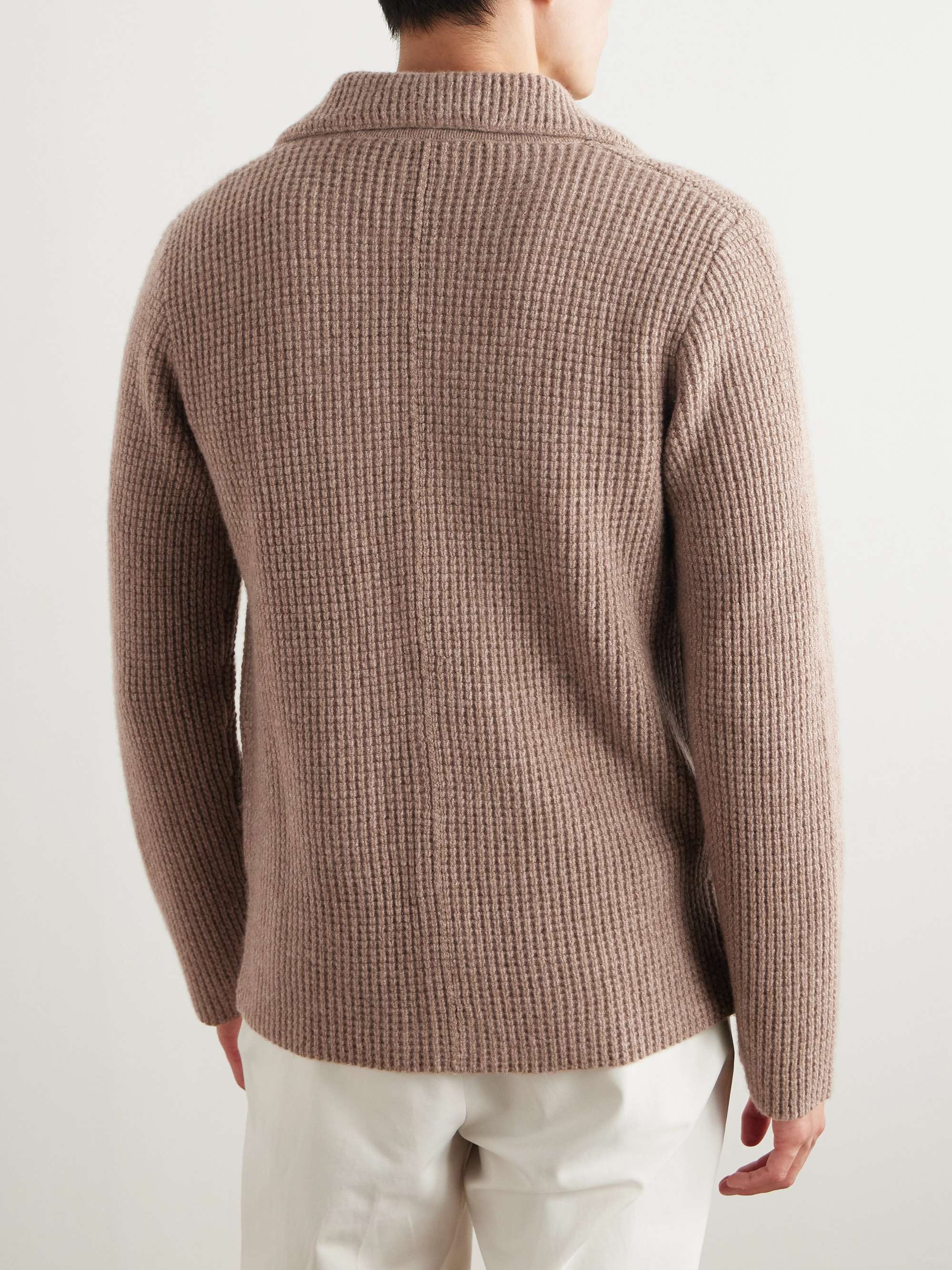 Waffle-Knit Cashmere Cardigan view