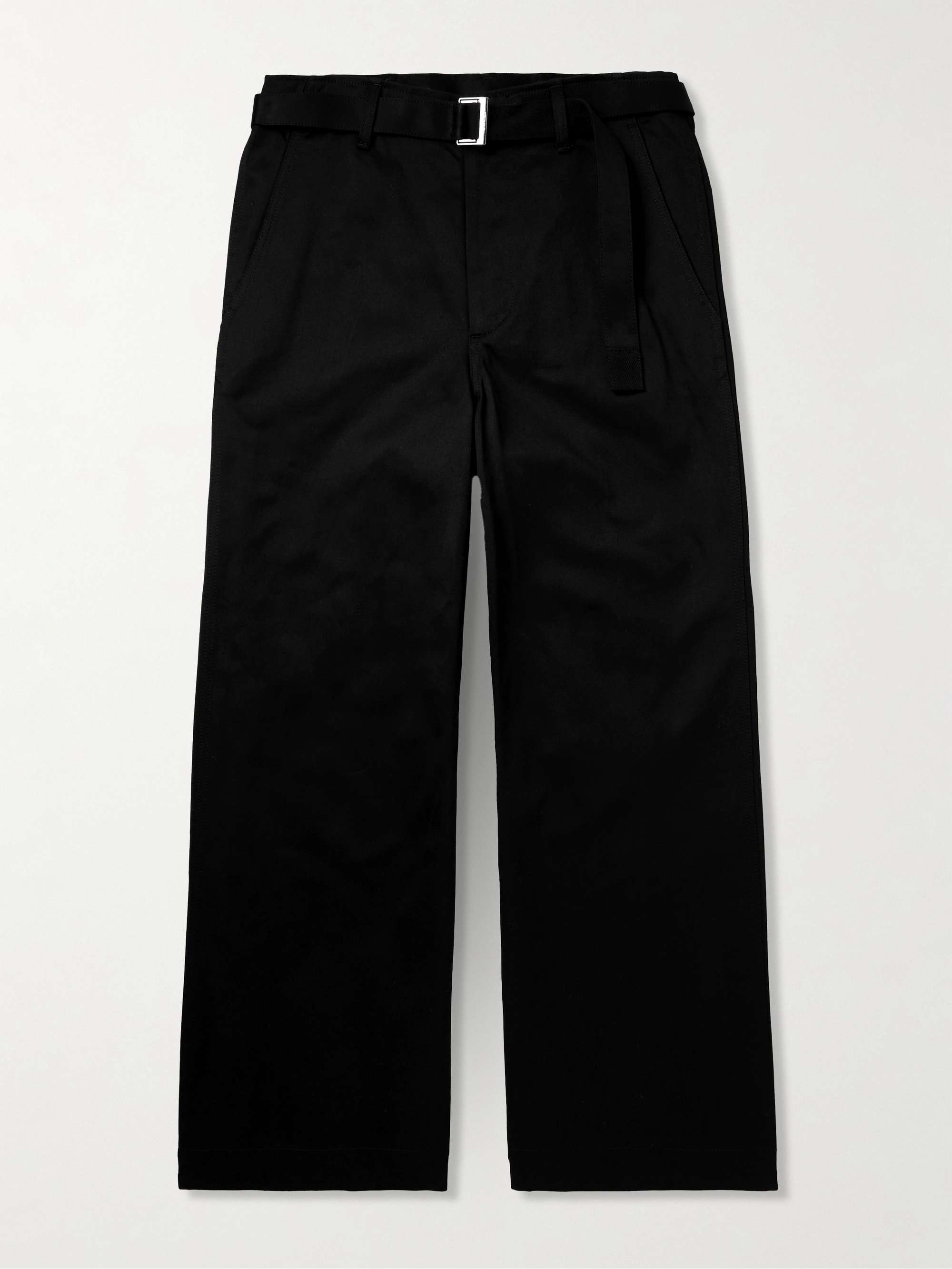 Straight-Leg Belted Cotton-Gabardine Trousers view