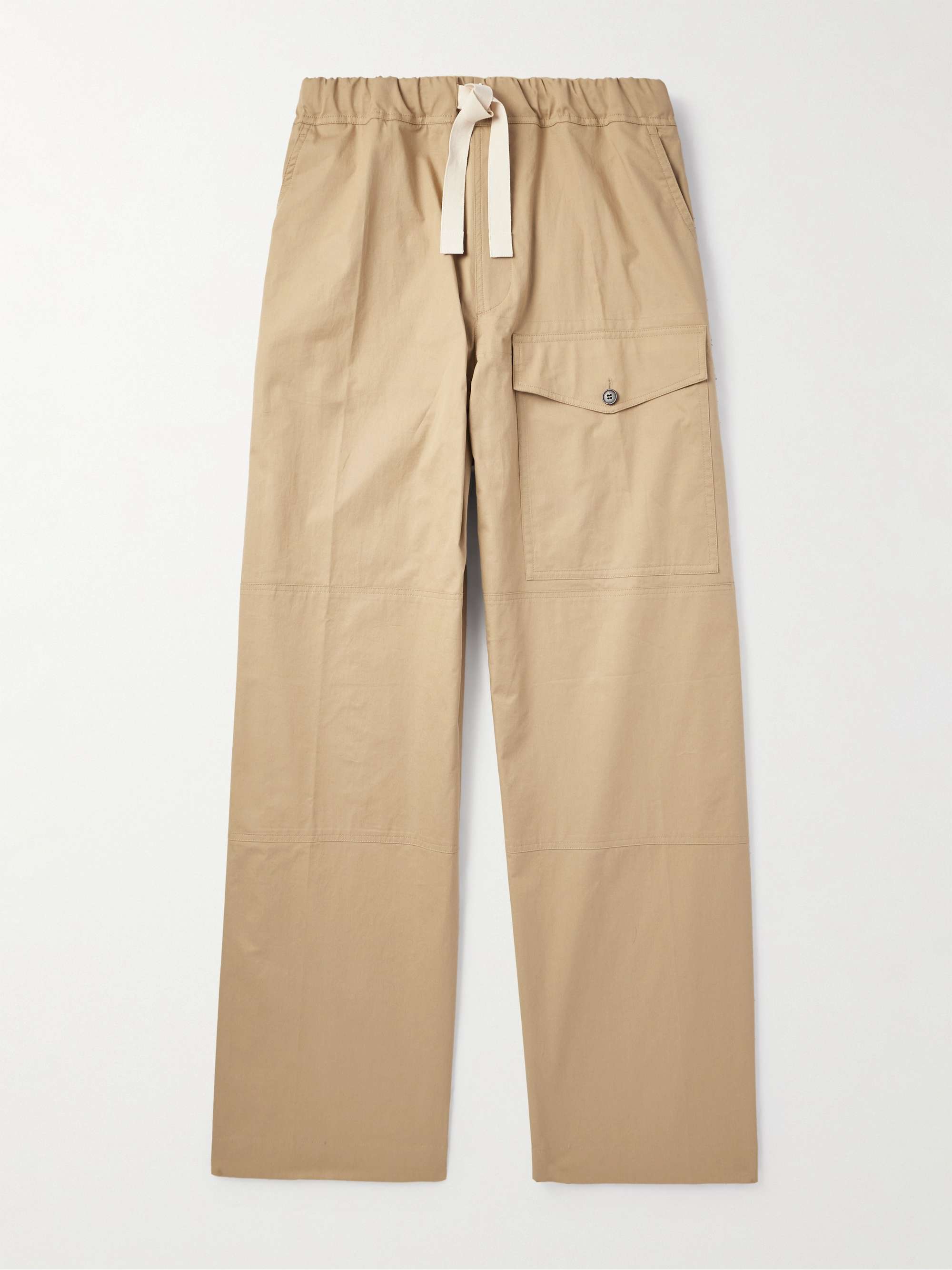 Wide-Leg Cotton-Twill Drawstring Cargo Trousers view