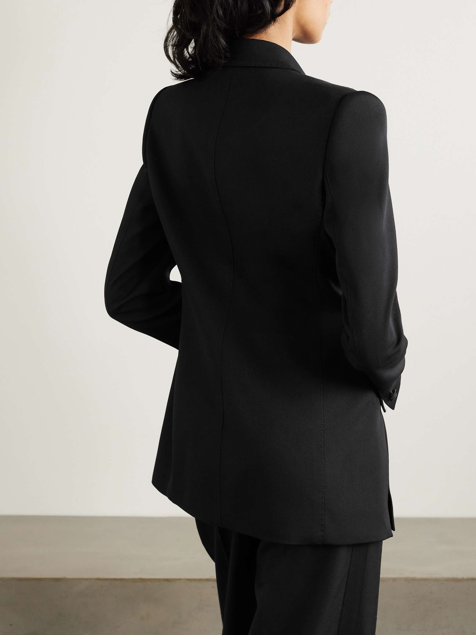 Silk satin-trimmed wool-blend twill blazer view