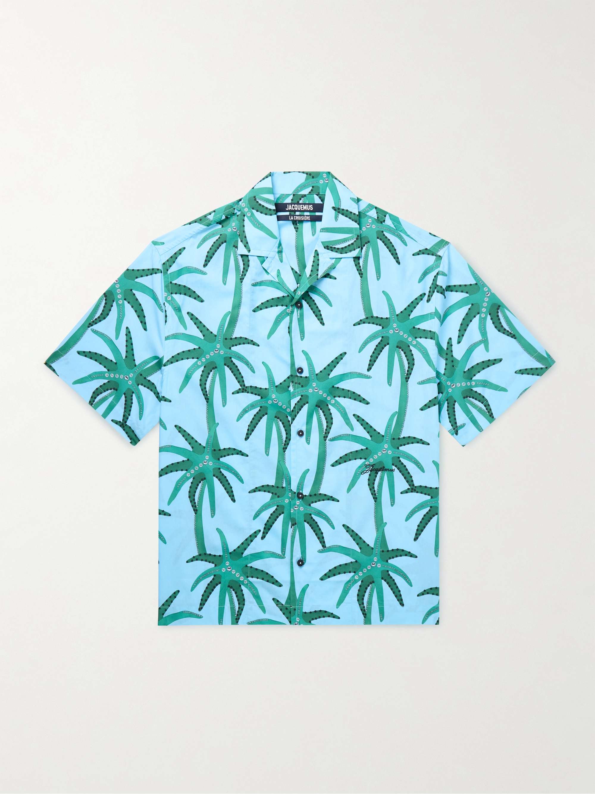 Camp-Collar Printed Cotton-Poplin Shirt view