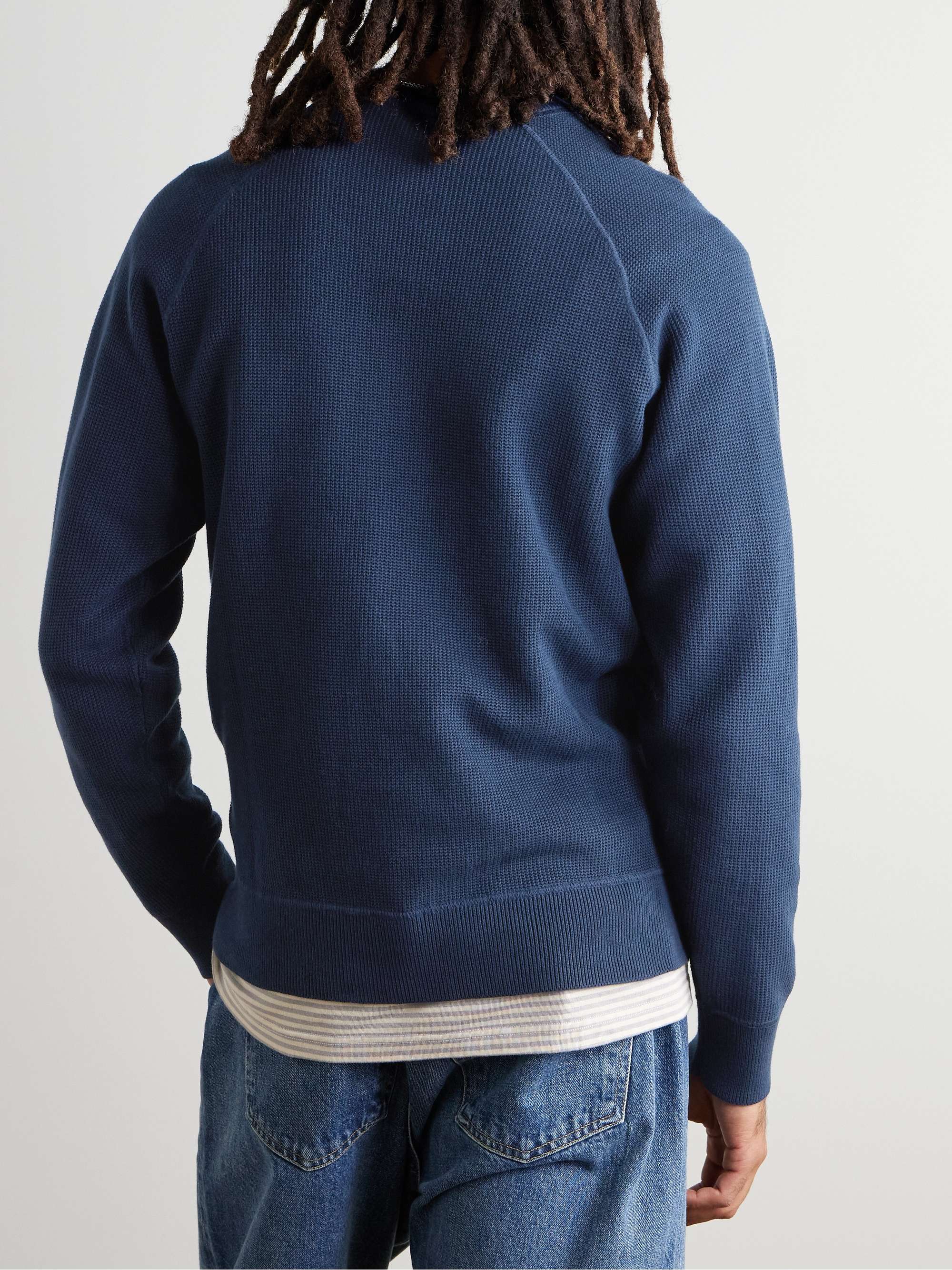 Chase Logo-Embroidered Waffle-Knitted Cotton Sweatshirt view