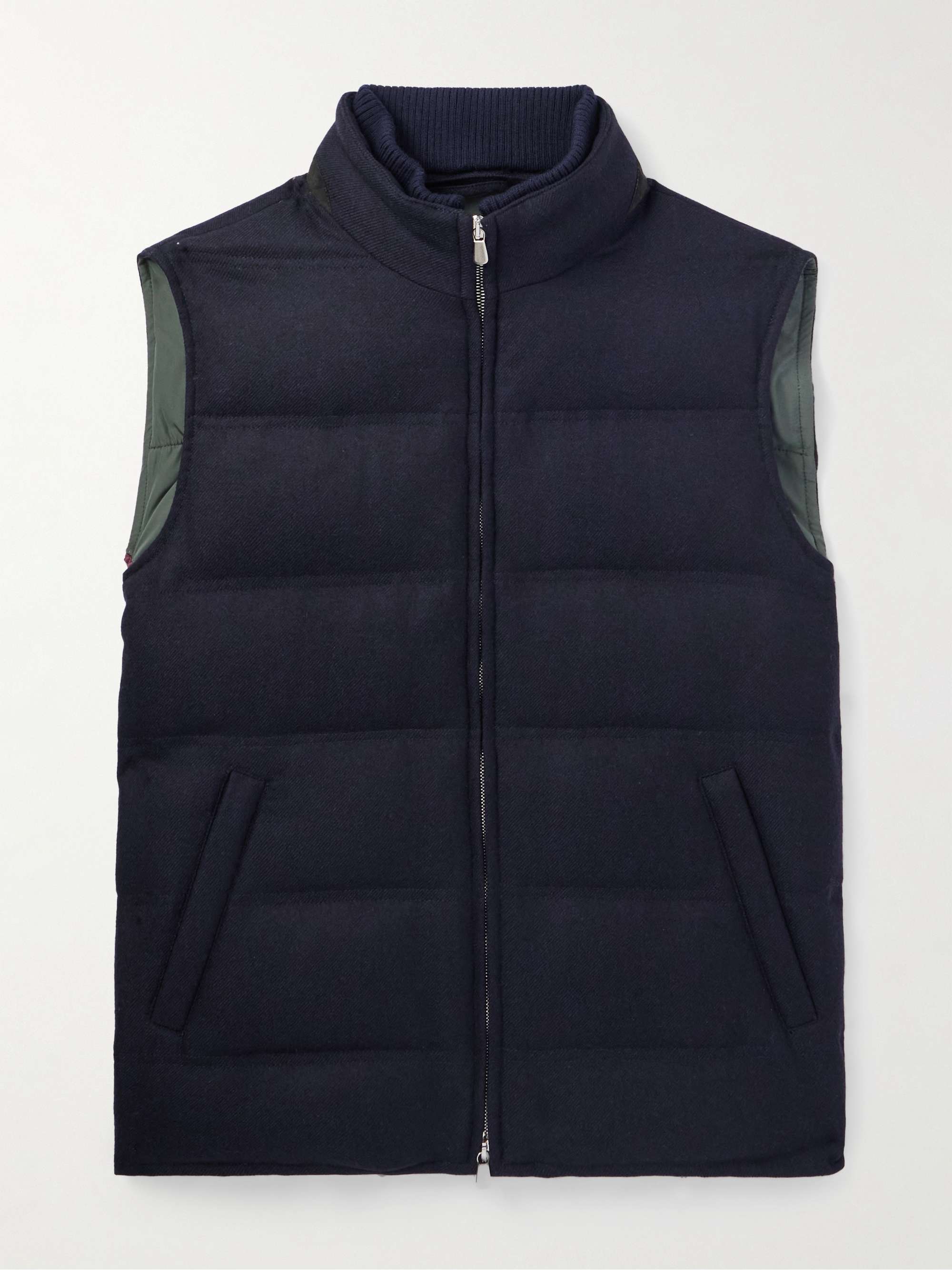 Suede-Trimmed Quilted Wool and Cashmere-Blend Down Gilet view