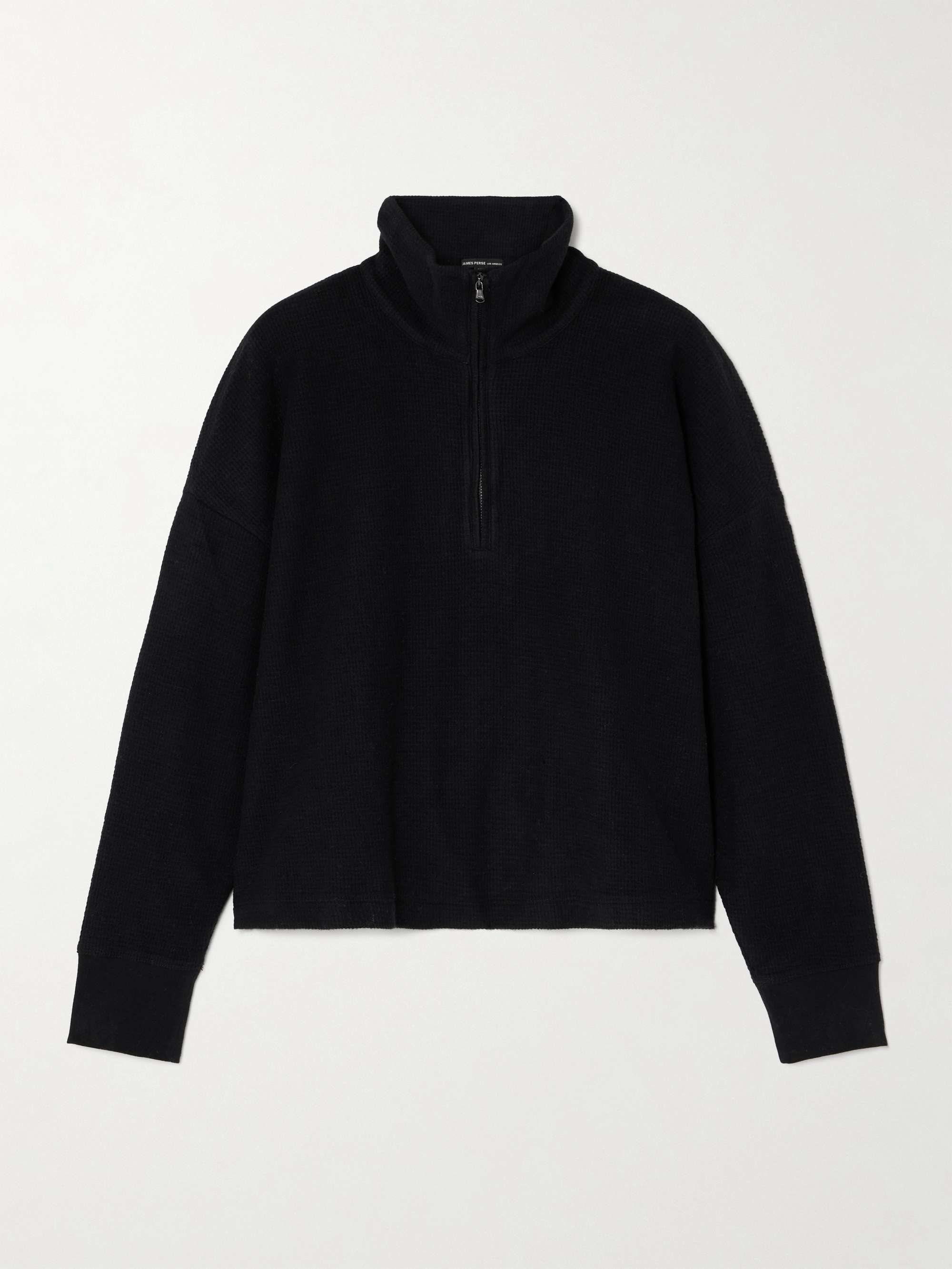Brushed cotton and cashmere-blend half-zip sweatshirt view