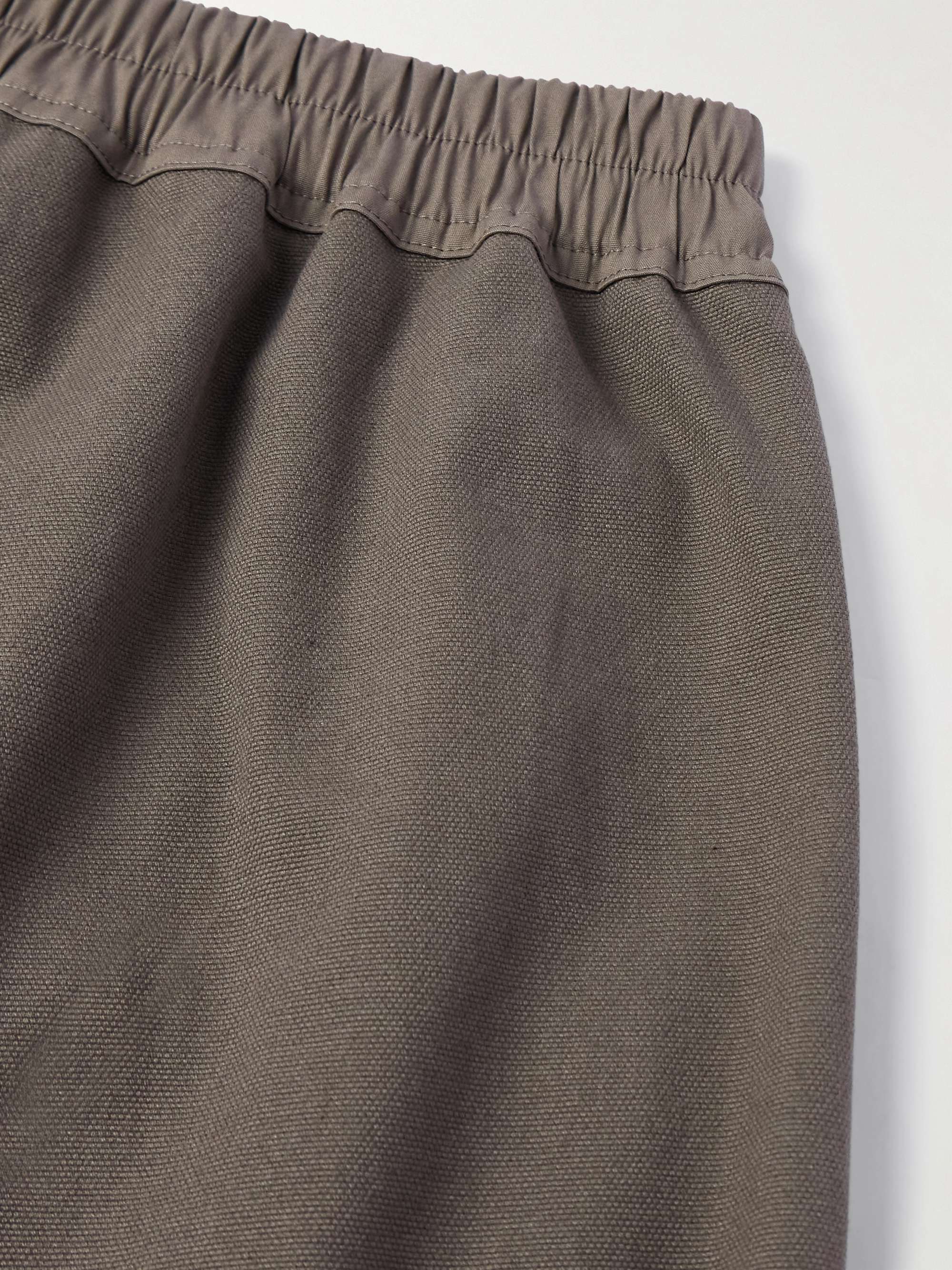 Straight-Leg Frayed Cotton-Canvas Drawstring Shorts view