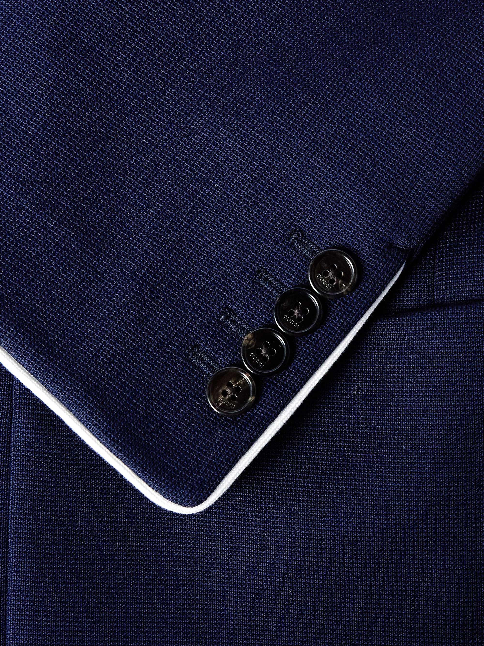Slim-Fit Logo-Embroidered Textured-Cotton Blazer view