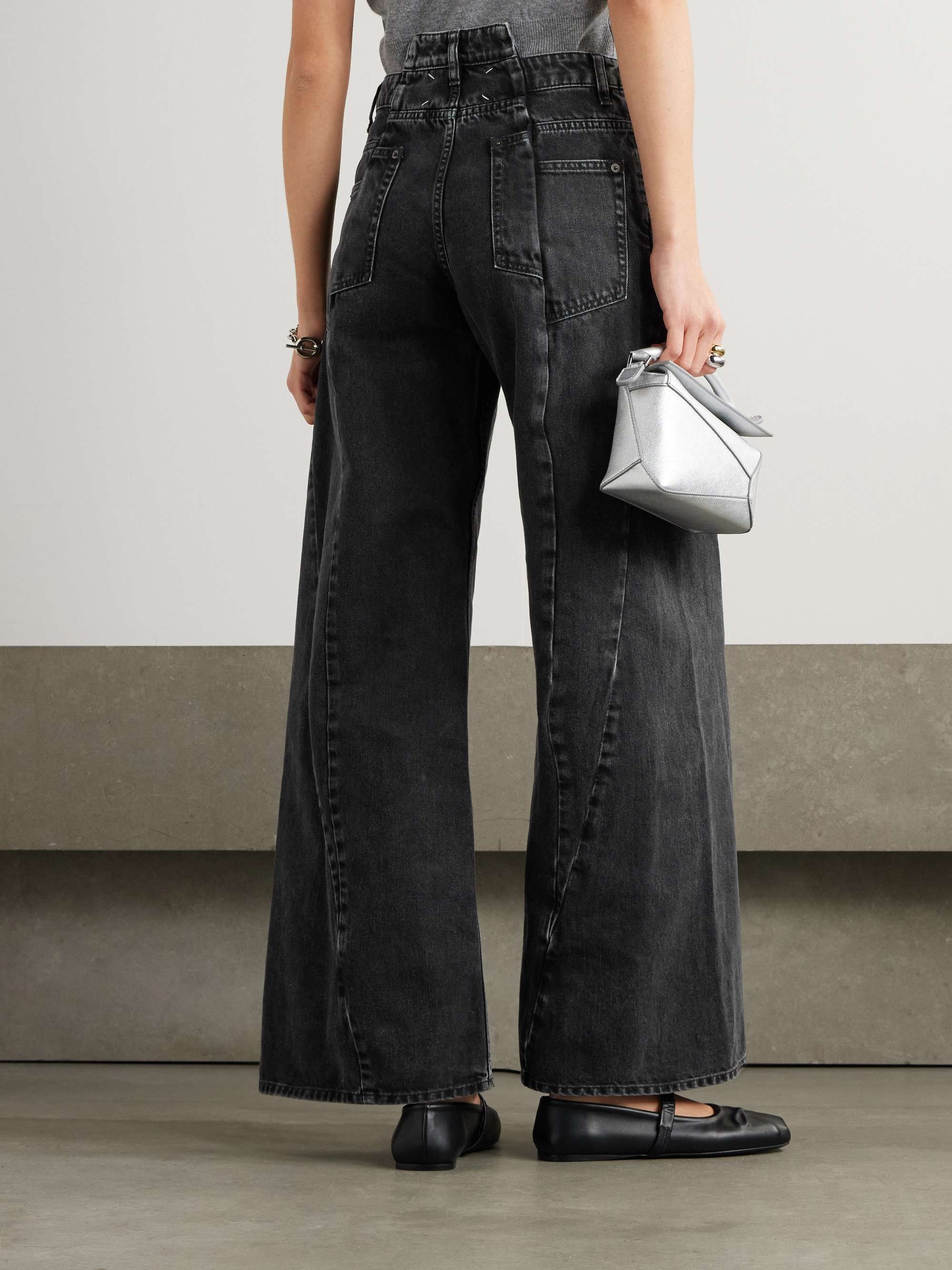 Paneled high-rise wide-leg jeans view