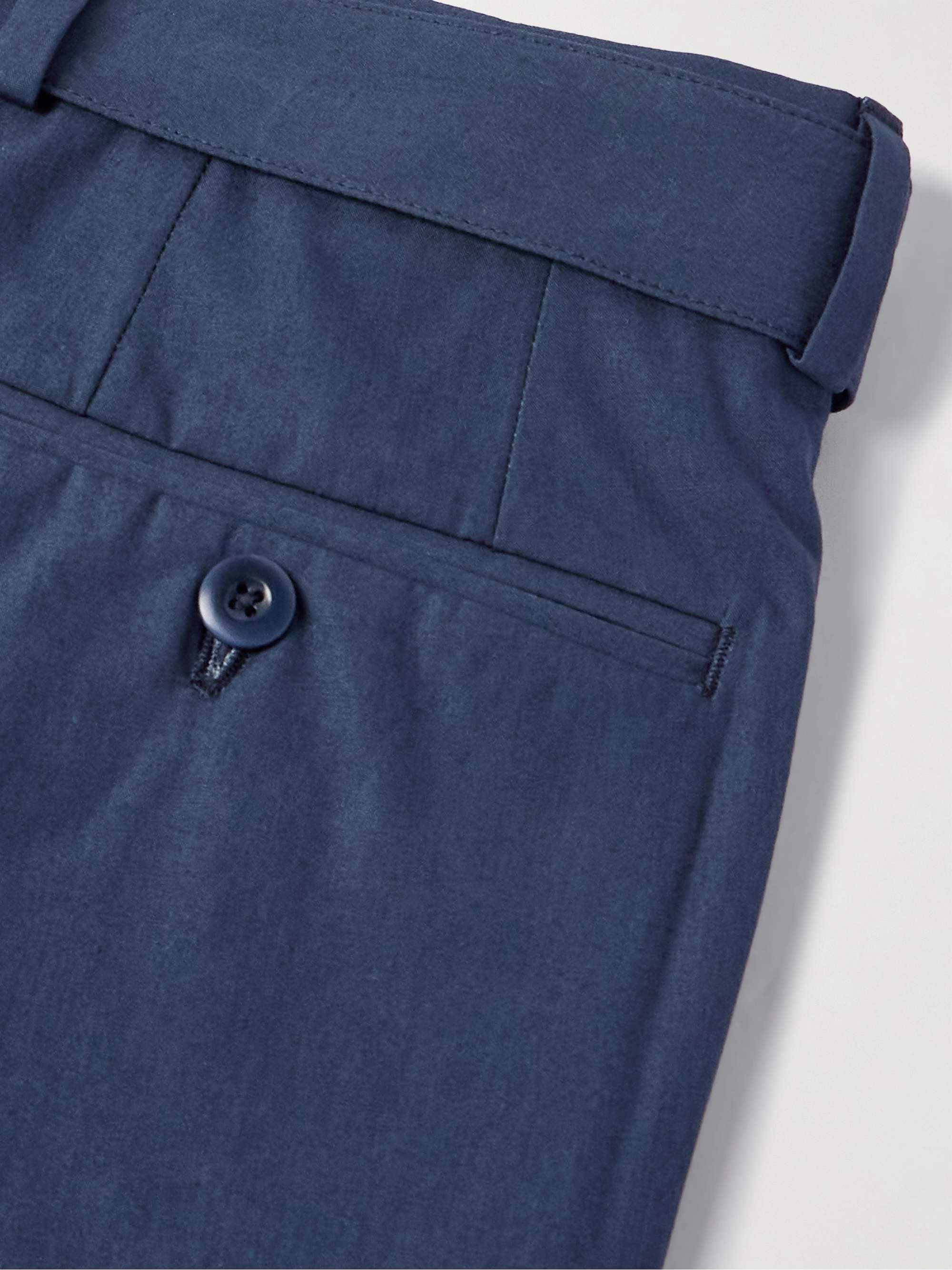 Hugo Straight-Leg Belted Pleated Cotton-Poplin Trousers view