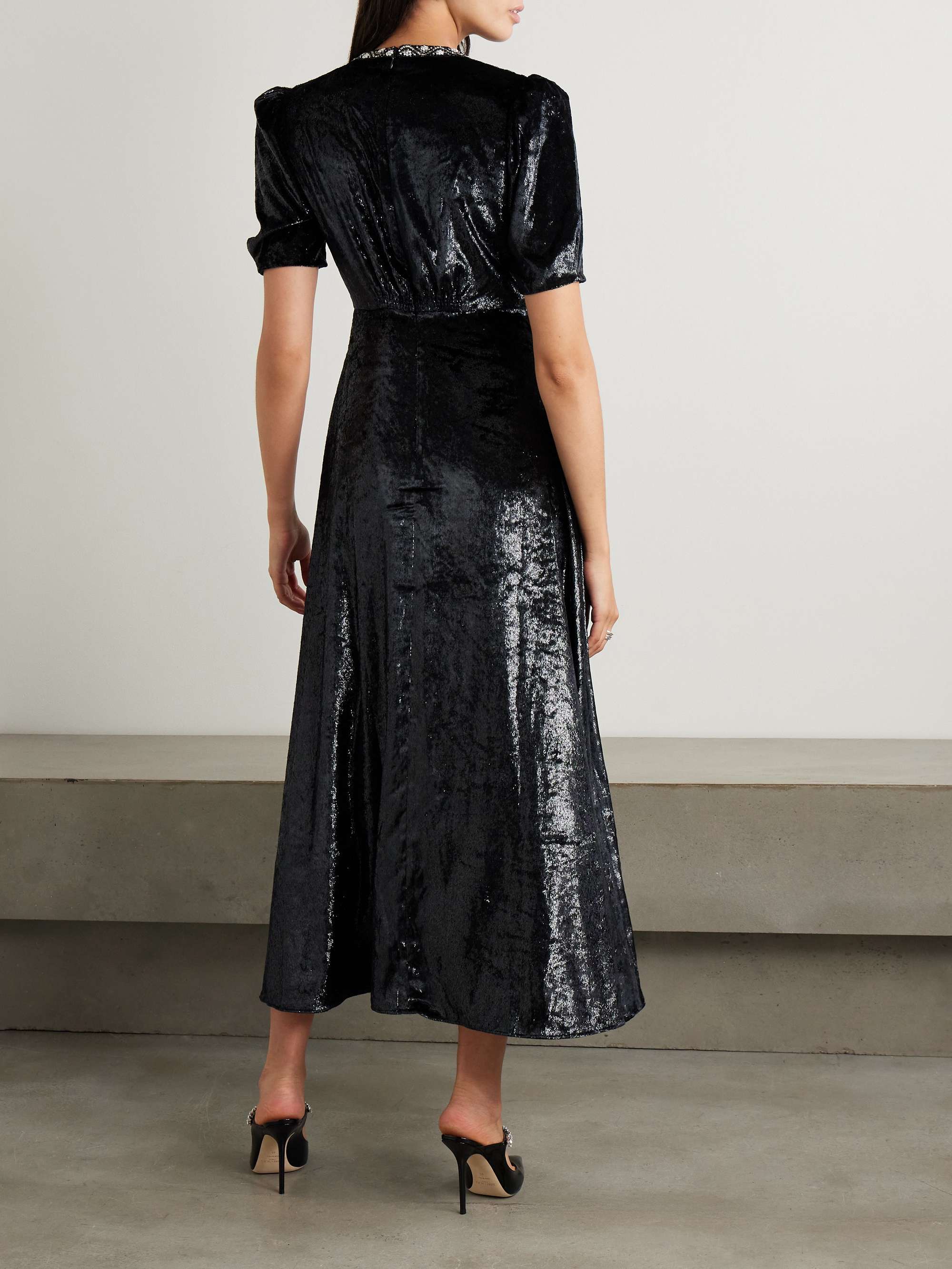 Tabitha embellished metallic velvet midi dress view