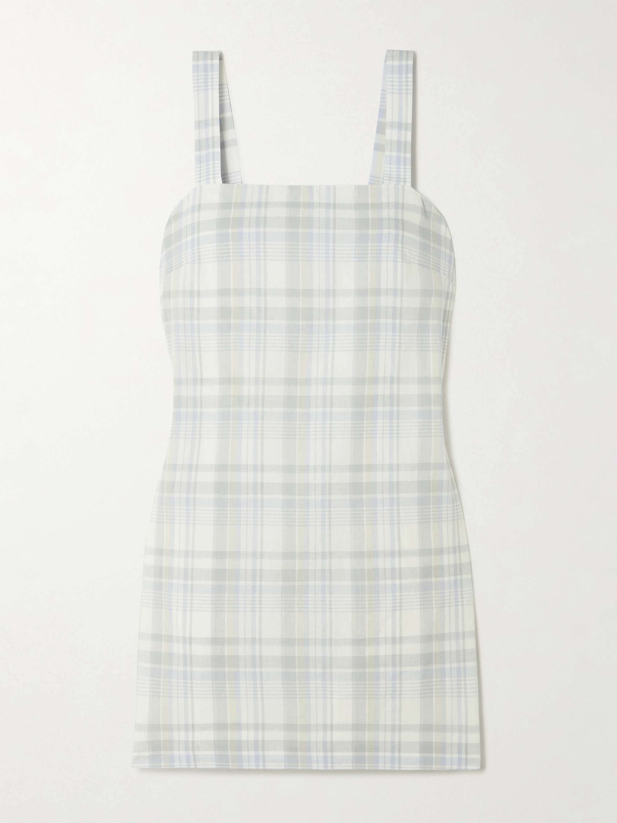 Checked cotton and linen-blend mini dress view