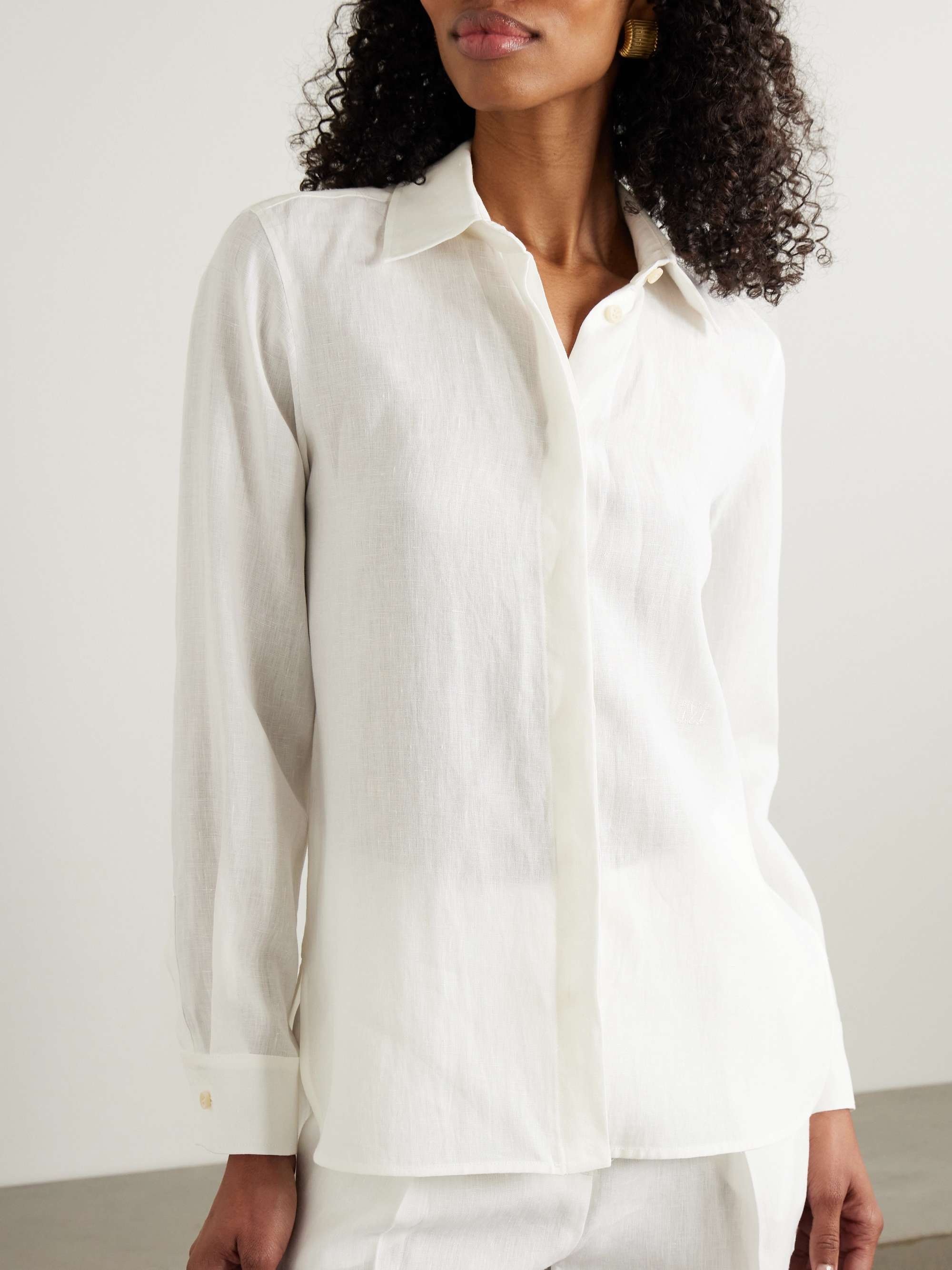 Abisso logo-embroidered linen shirt view