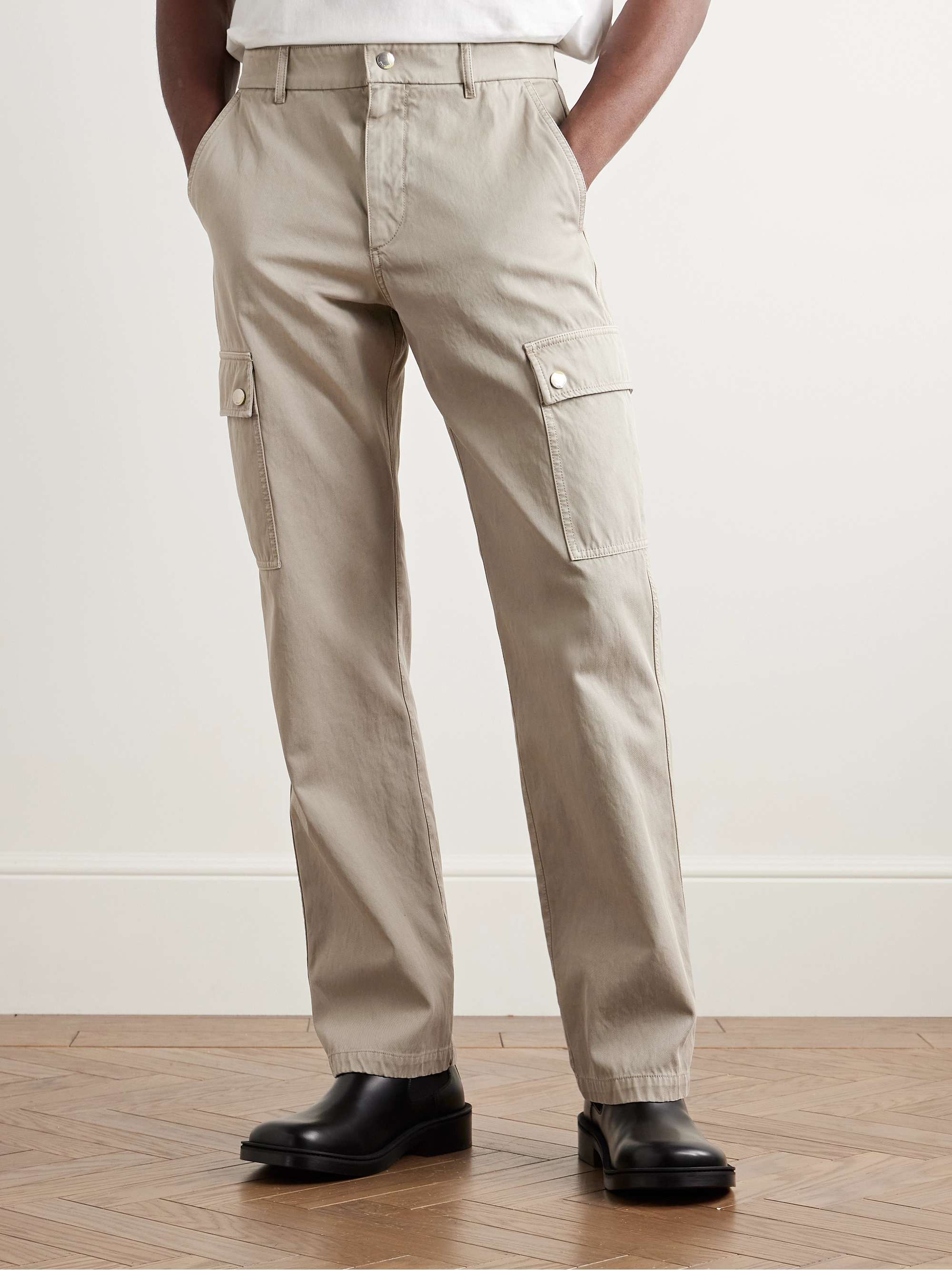 Straight-Leg Garment-Dyed Cotton-Twill Cargo Trousers view