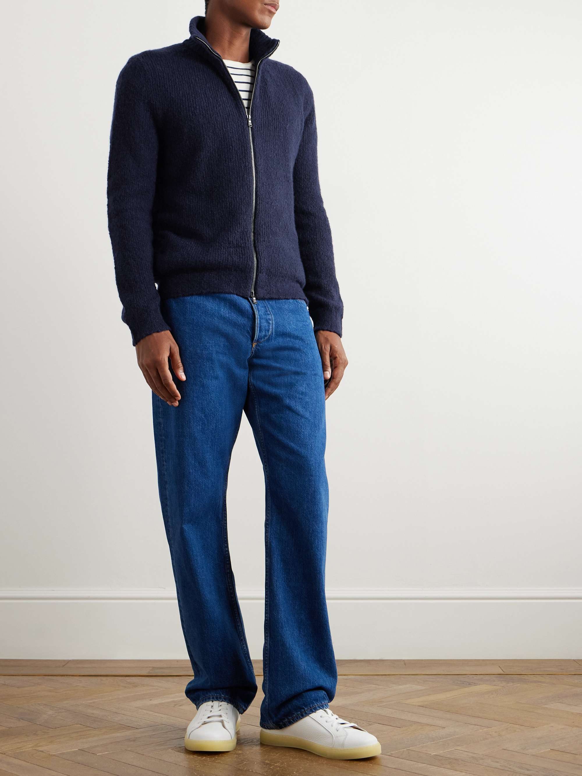 Merino Wool-Blend Zip-Up Sweater view