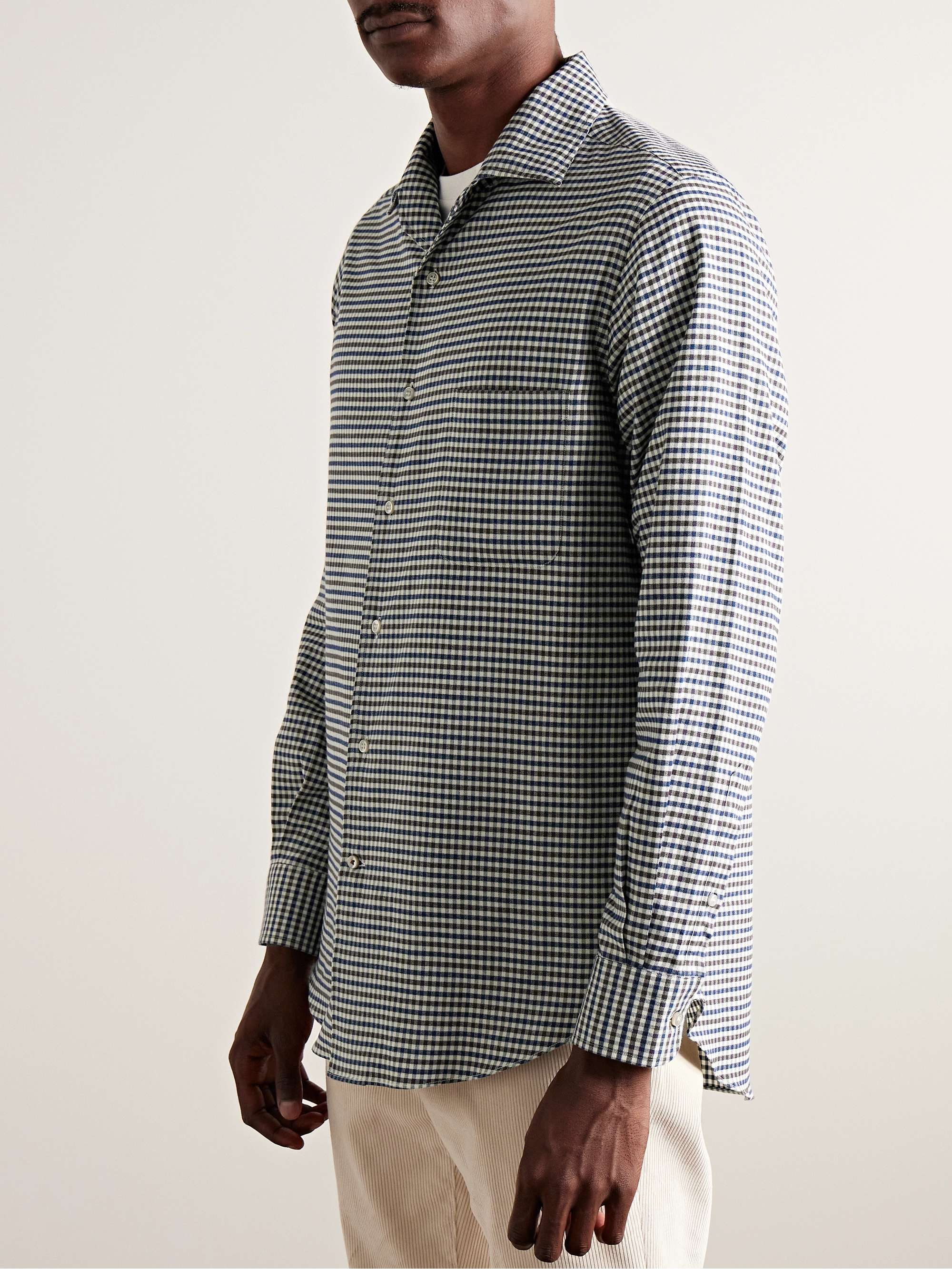 Logo-Appliquéd Checked Cotton-Flannel Shirt view