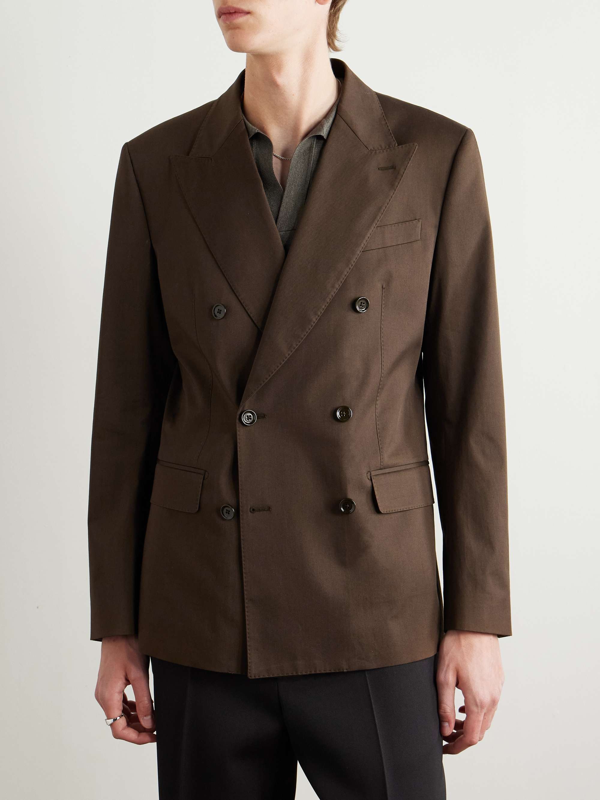 Sicilia Double-Breasted Cotton-Blend Gabardine Blazer view