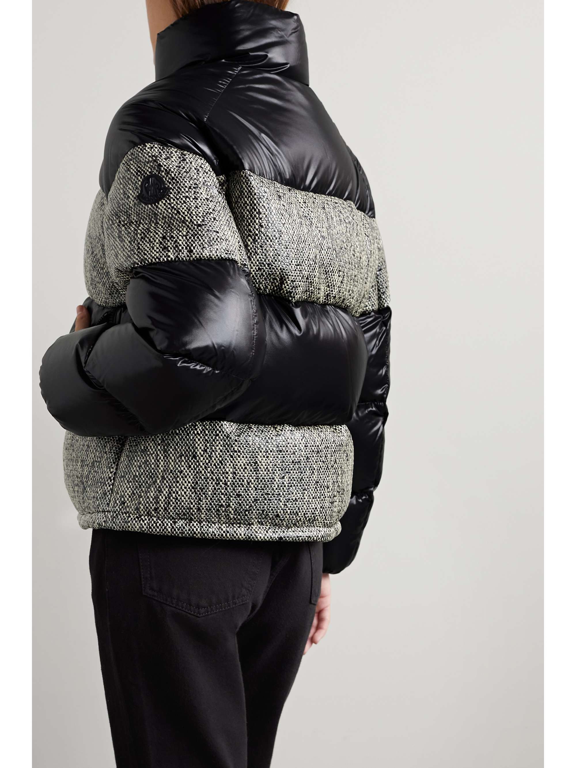 Erine quilted coated-tweed and shell down jacket view