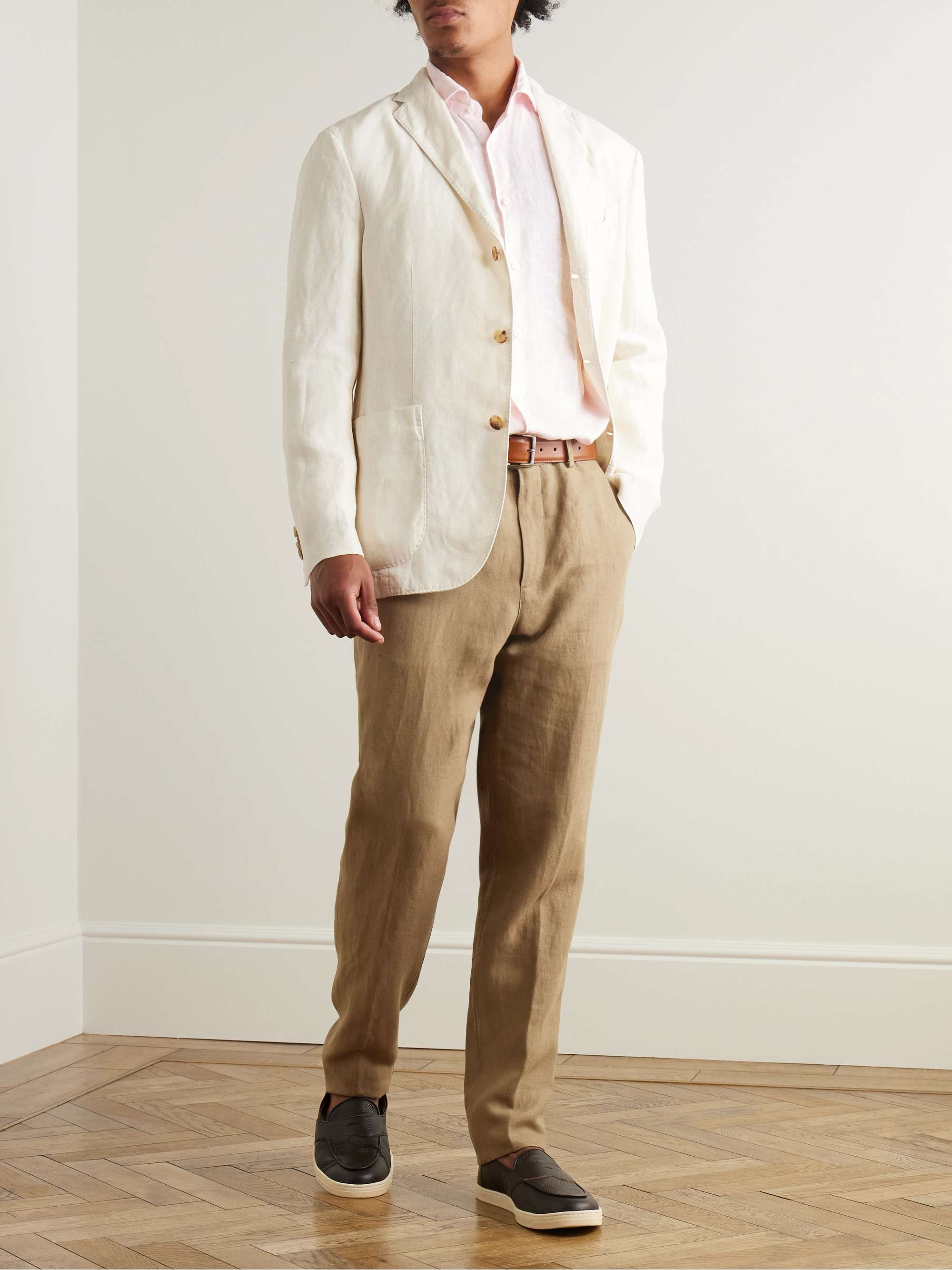 Carlo Straight-Leg Linen-Twill Trousers view