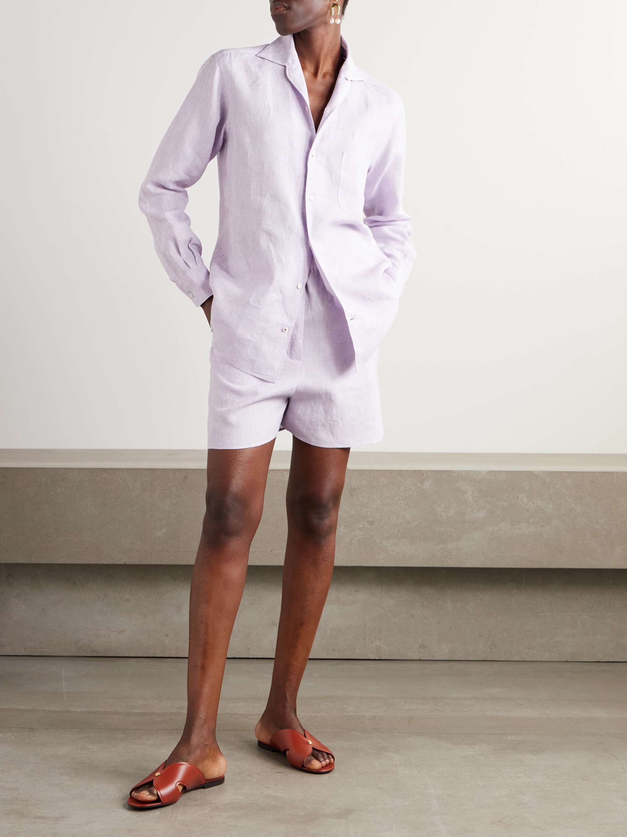 Angelo linen straight-leg shorts view