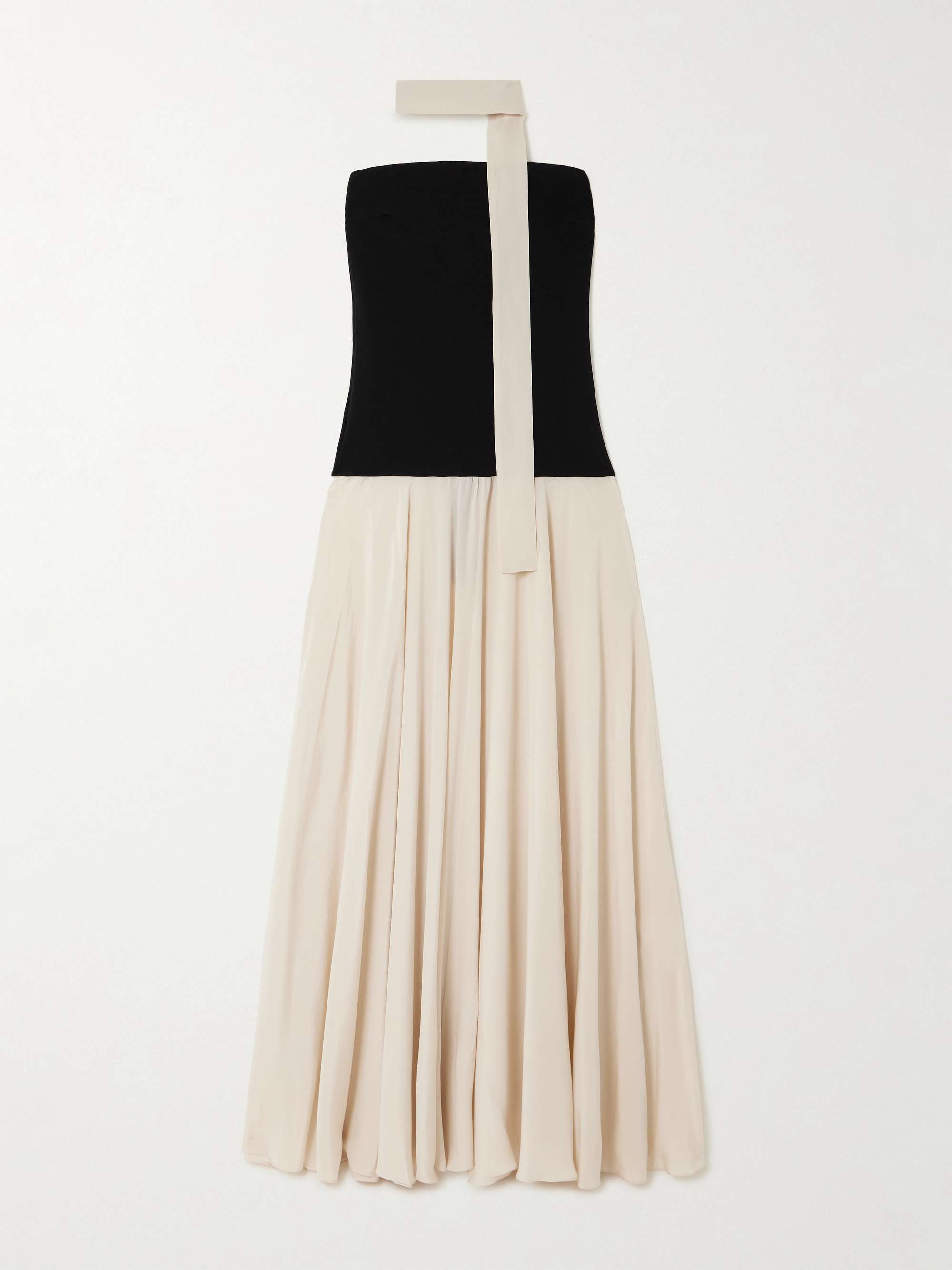 Illi scarf-detailed strapless stretch-knit and silk crepe de chine maxi dress view