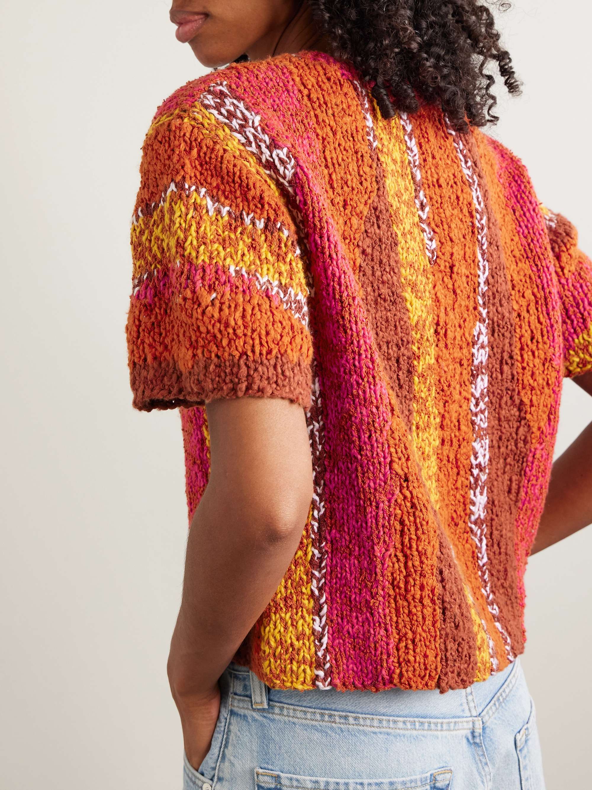Striped organic cotton-bouclé T-shirt view