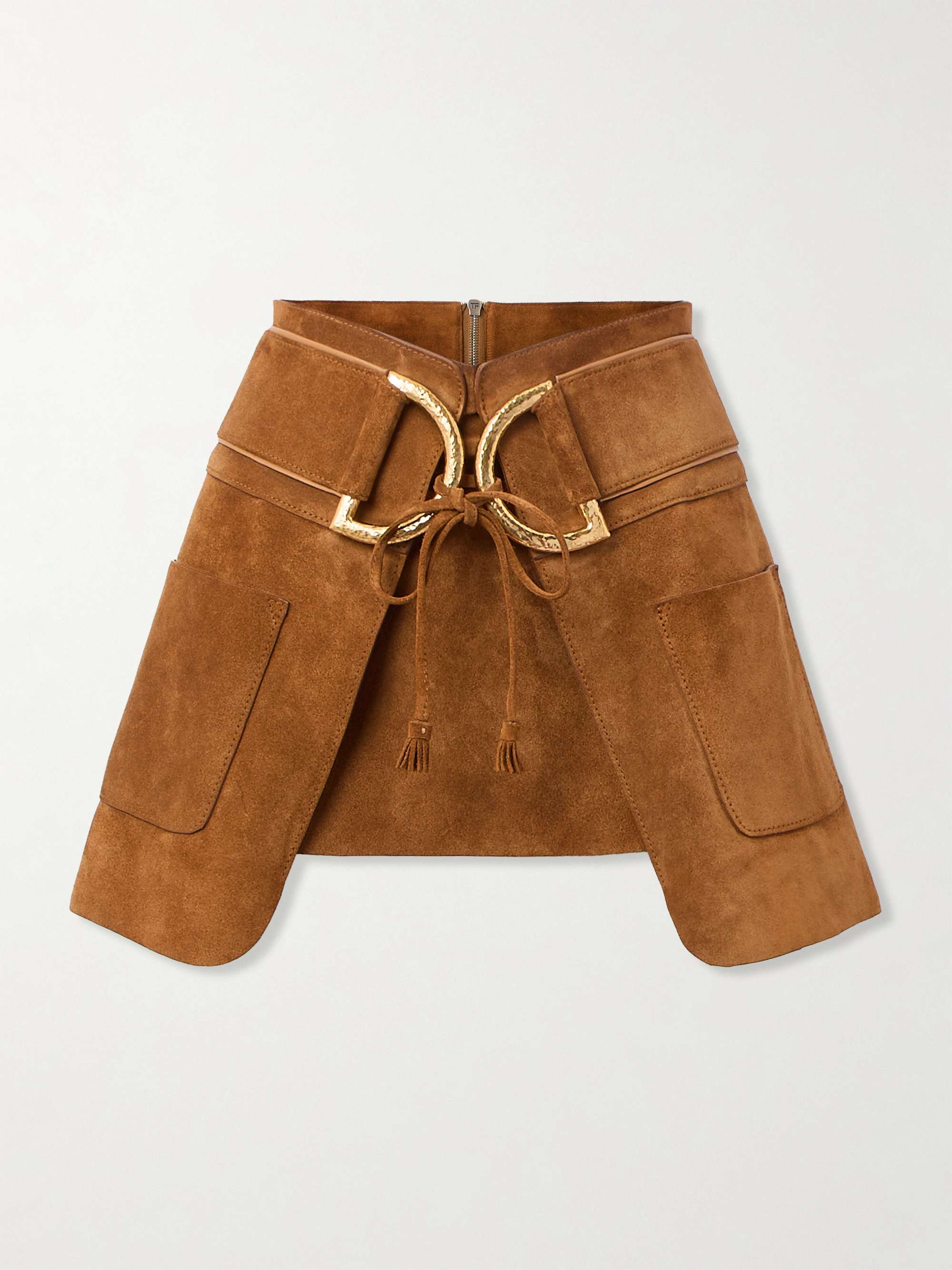Belted layered suede mini skirt view