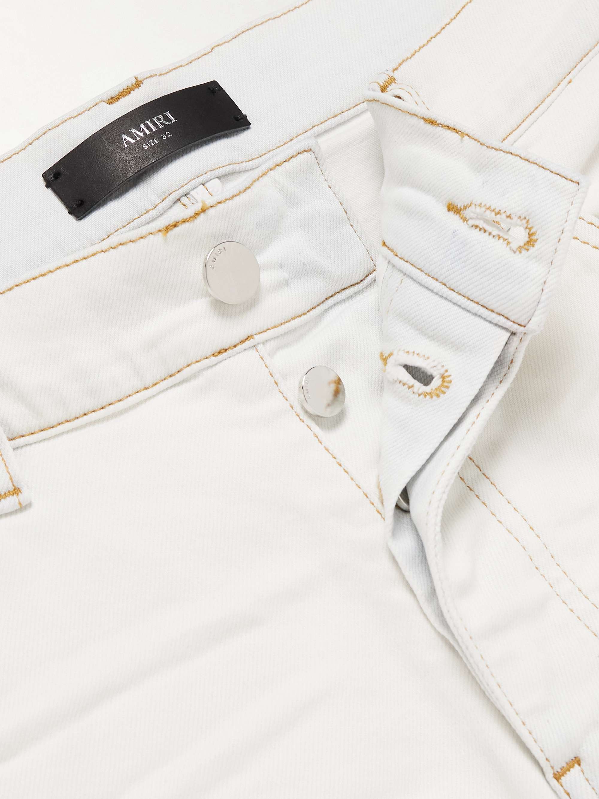 Slim-Fit Straight-Leg Logo-Print Paint-Splattered Jeans view