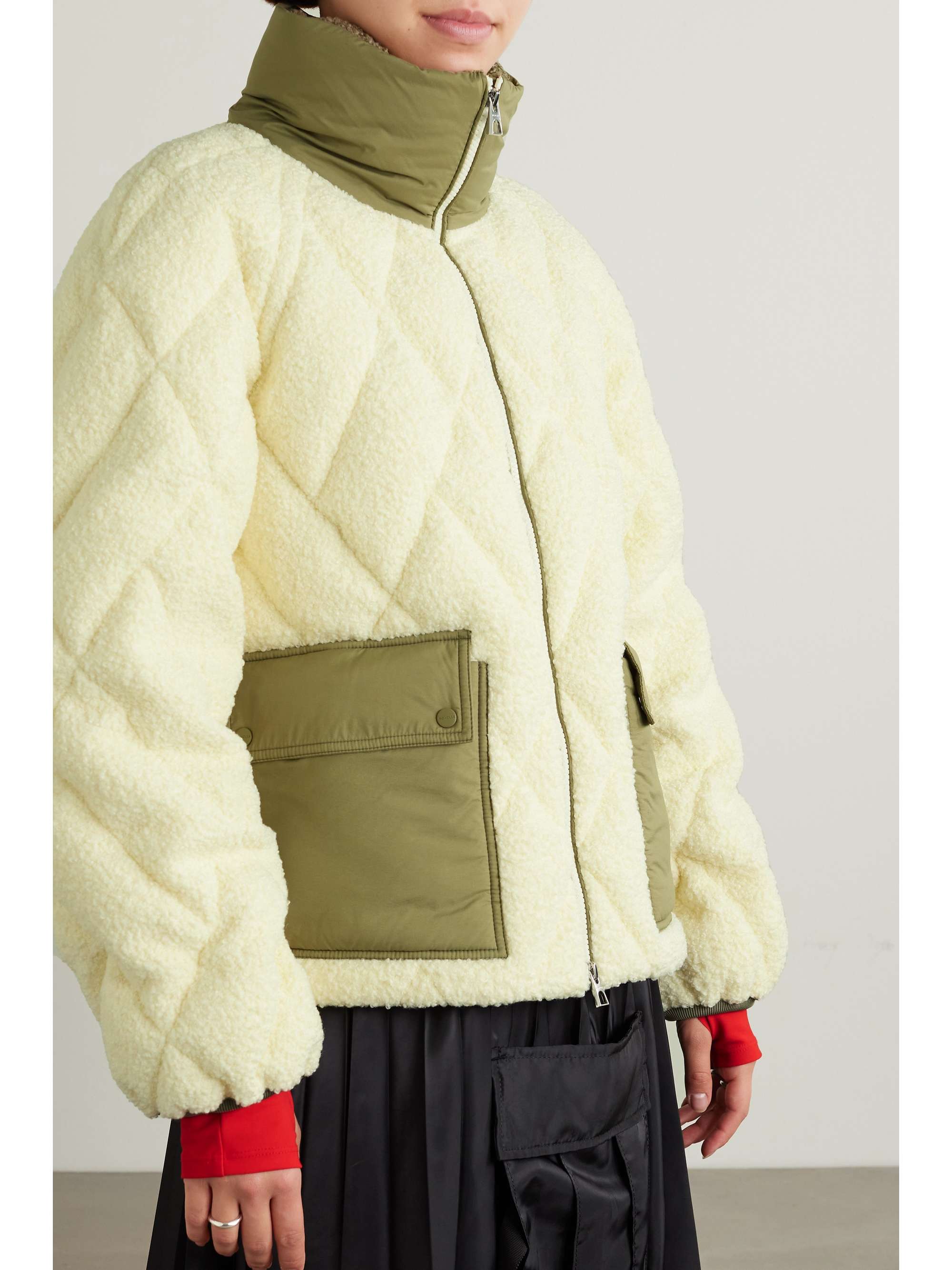 Jonquille shell-trimmed quilted fleece down jacket view