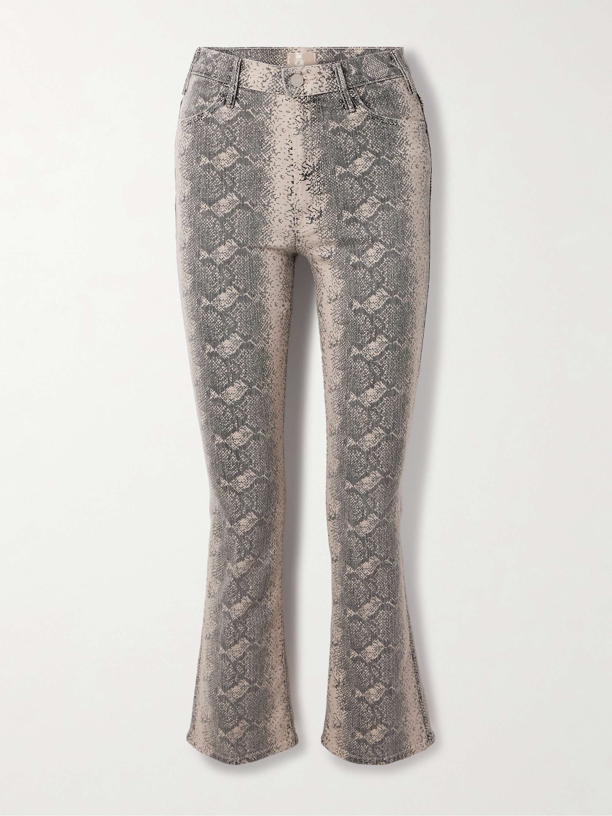 The Hustler cropped snake-print high-rise flared jeans view