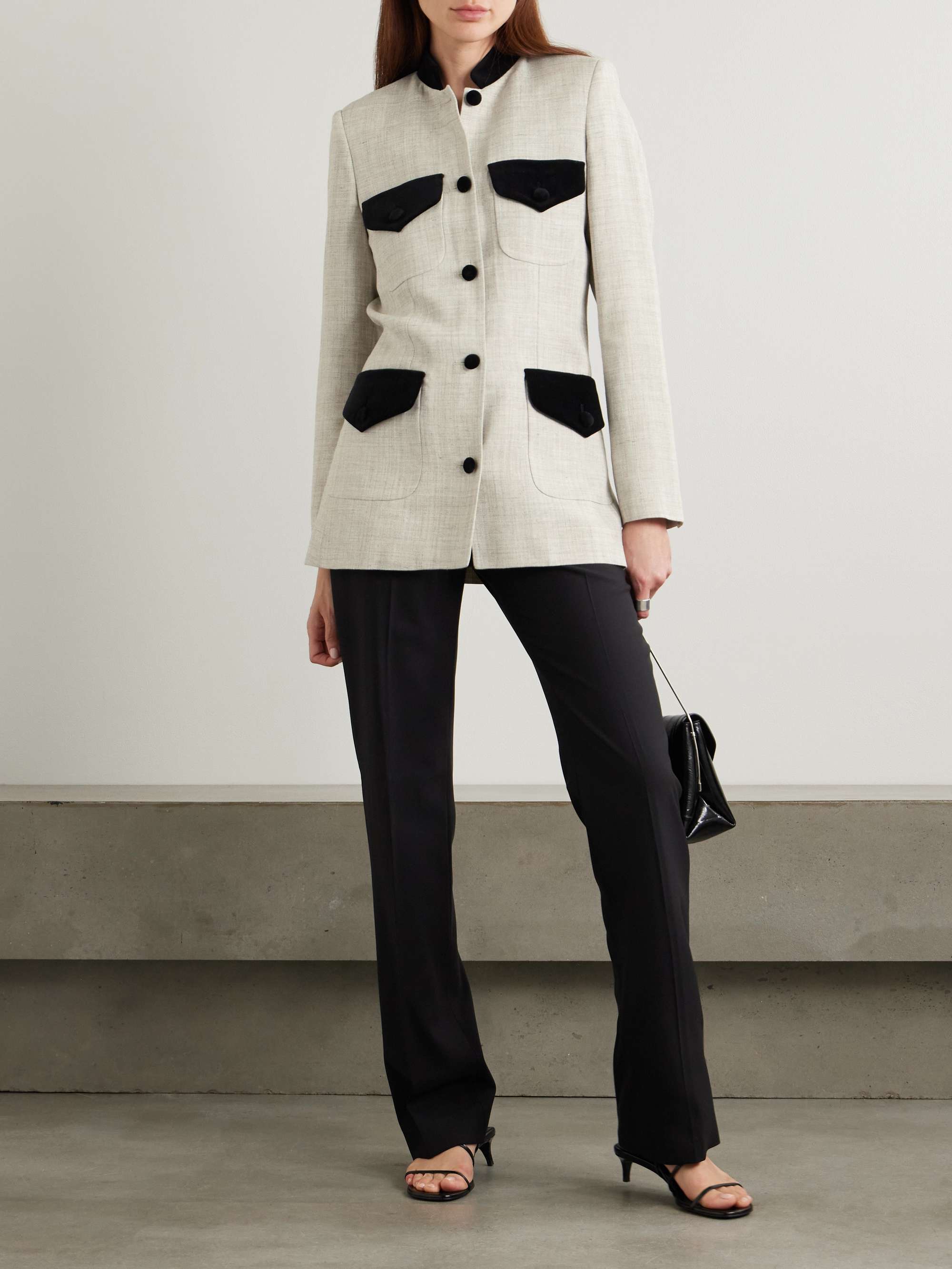 Raja velvet-trimmed canvas blazer view