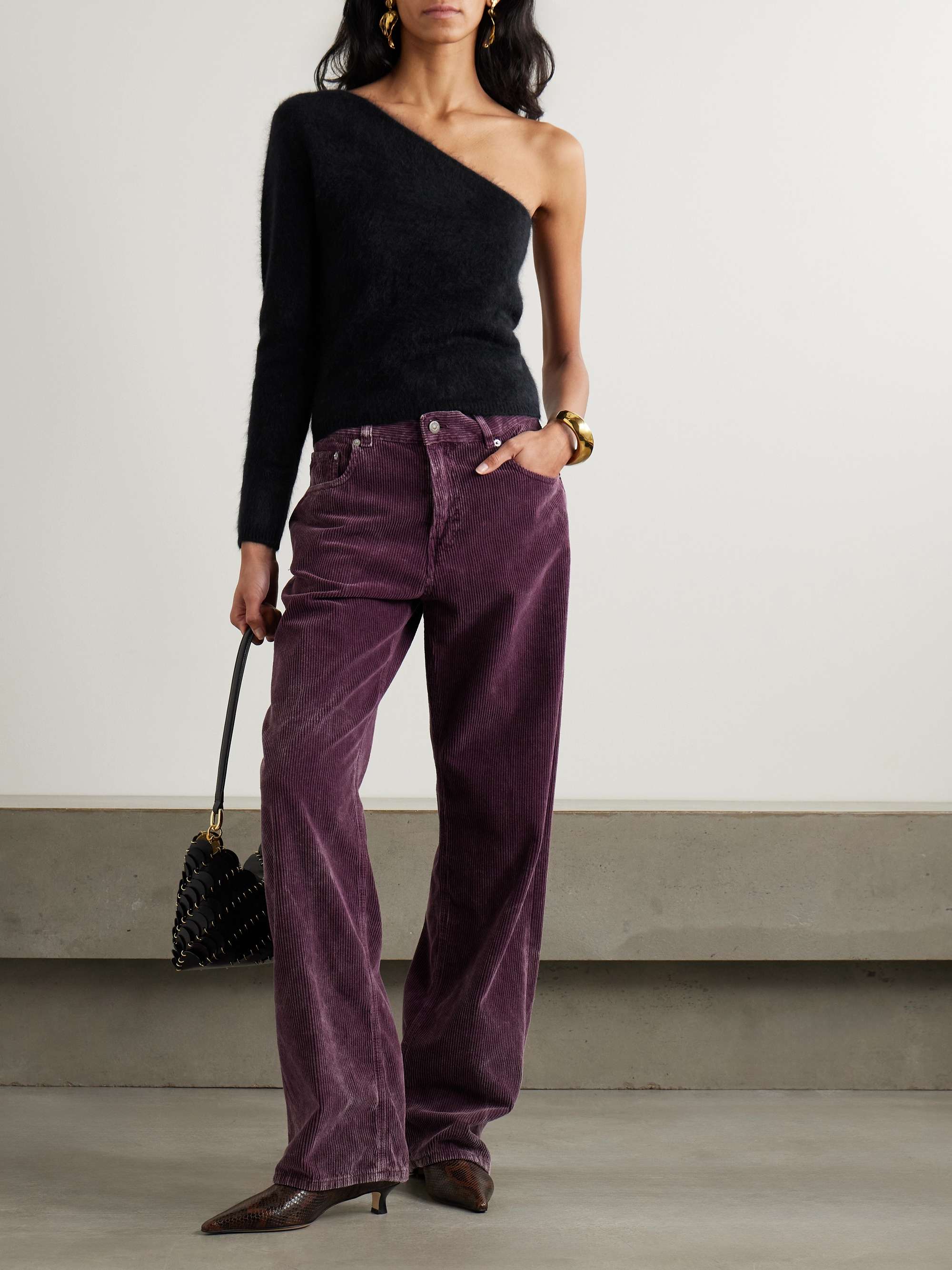 Dae one-shoulder brushed-cashmere top view