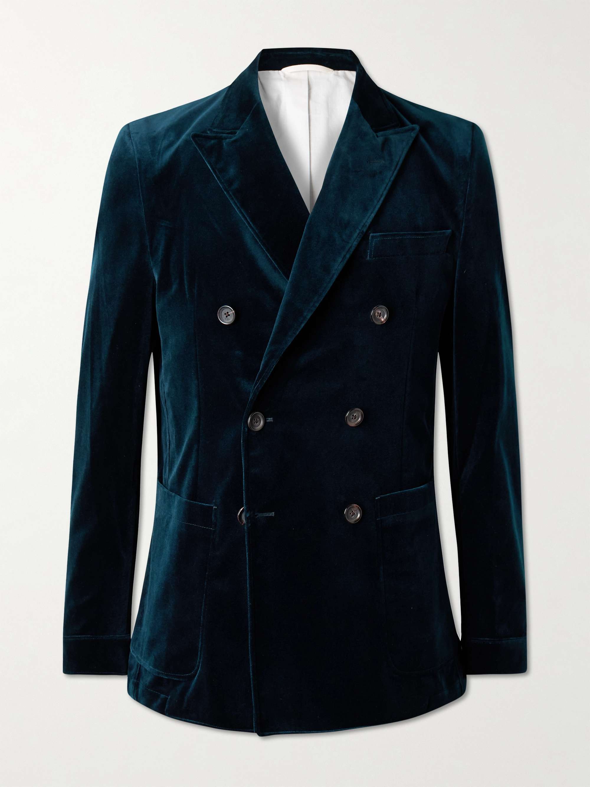 Double-Breasted Cotton-Velvet Blazer view