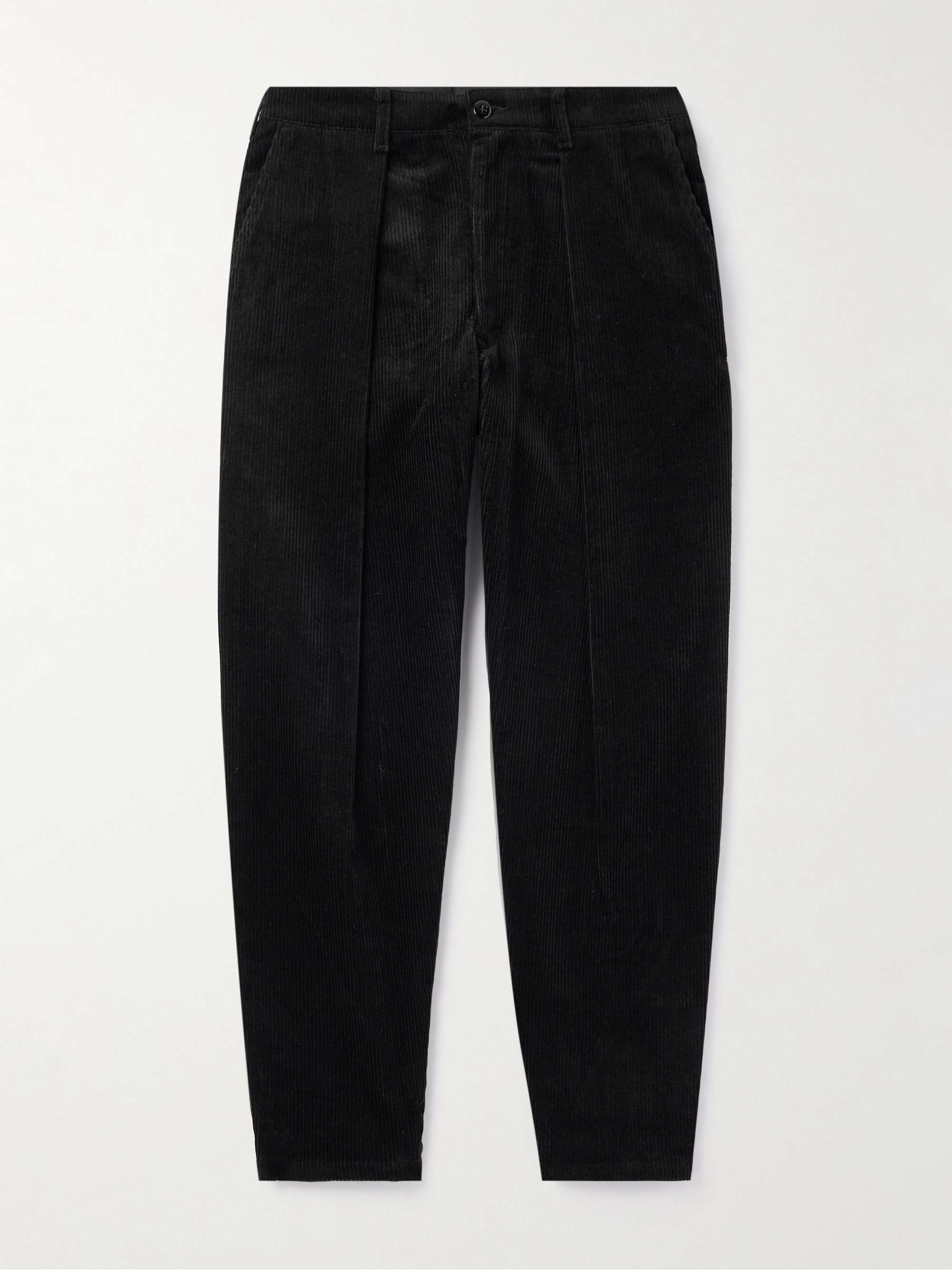 Tapered Pleated Cotton-Corduroy Trousers view